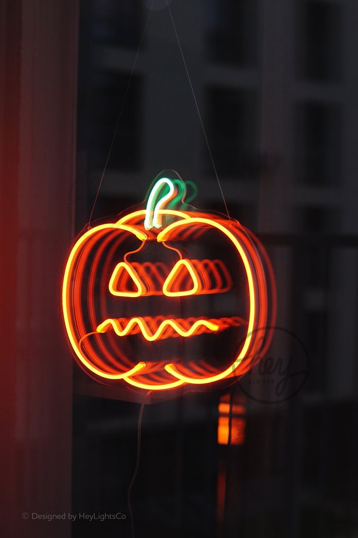 Pumpkin Neon Sign. Spooky Halloween Led Neon Lamp. Halloween. Halloween led lights, Neon signs, Halloween lights