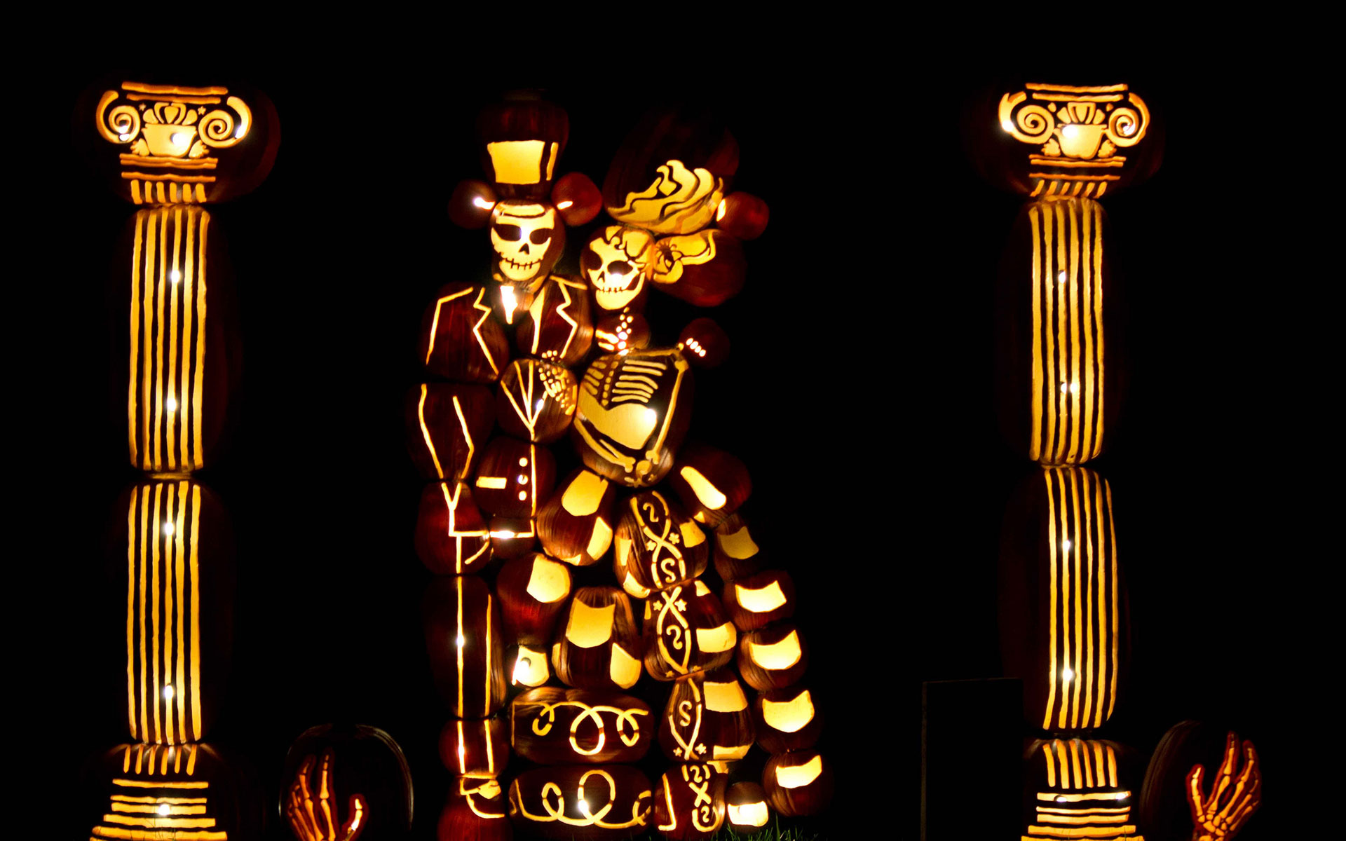 Scary Halloween 2018 HD Wallpaper, Background, Pumpkins, Witches, Spider Web, Bats & Ghosts