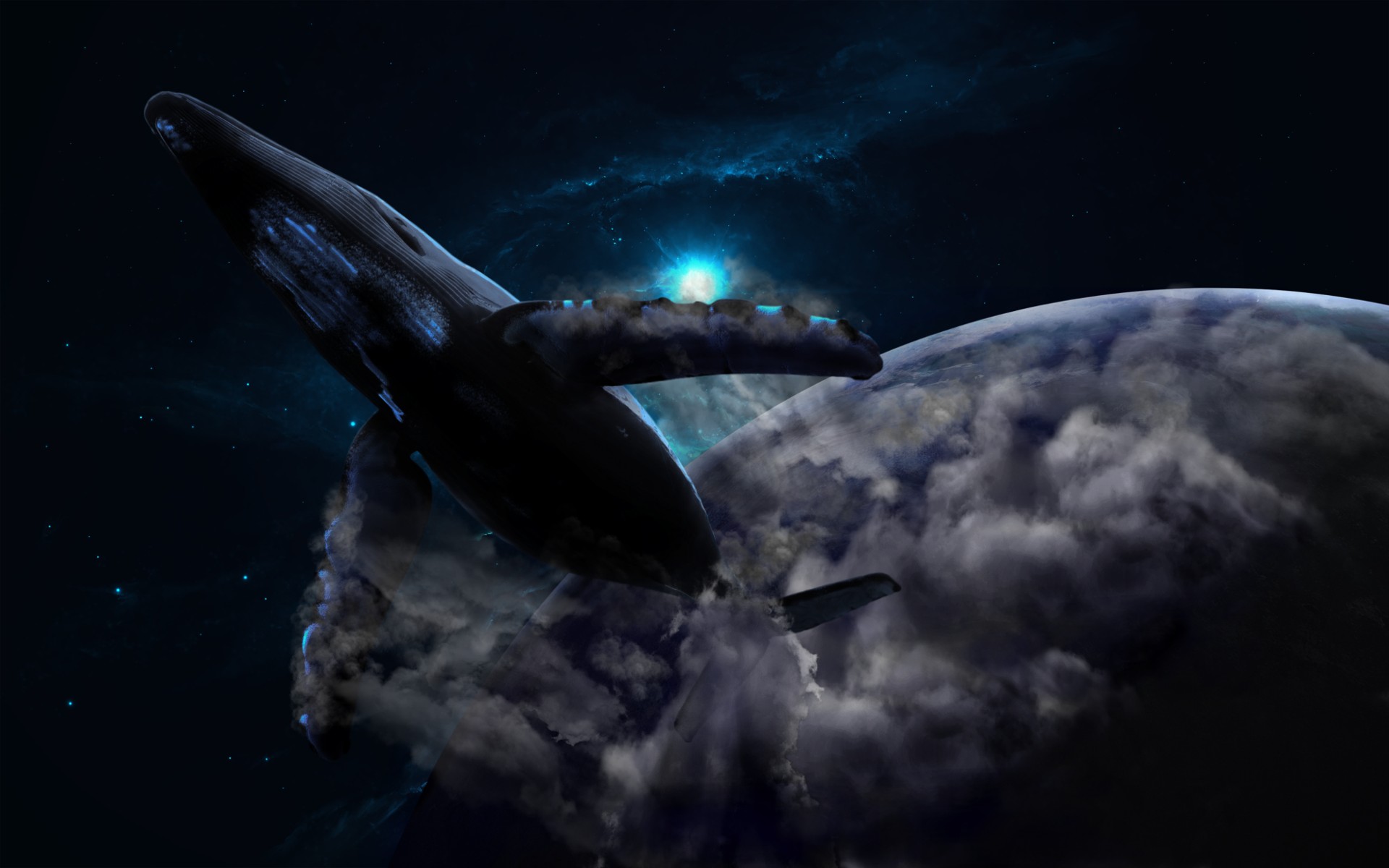 space, Whale, Science fiction Wallpaper HD / Desktop and Mobile Background