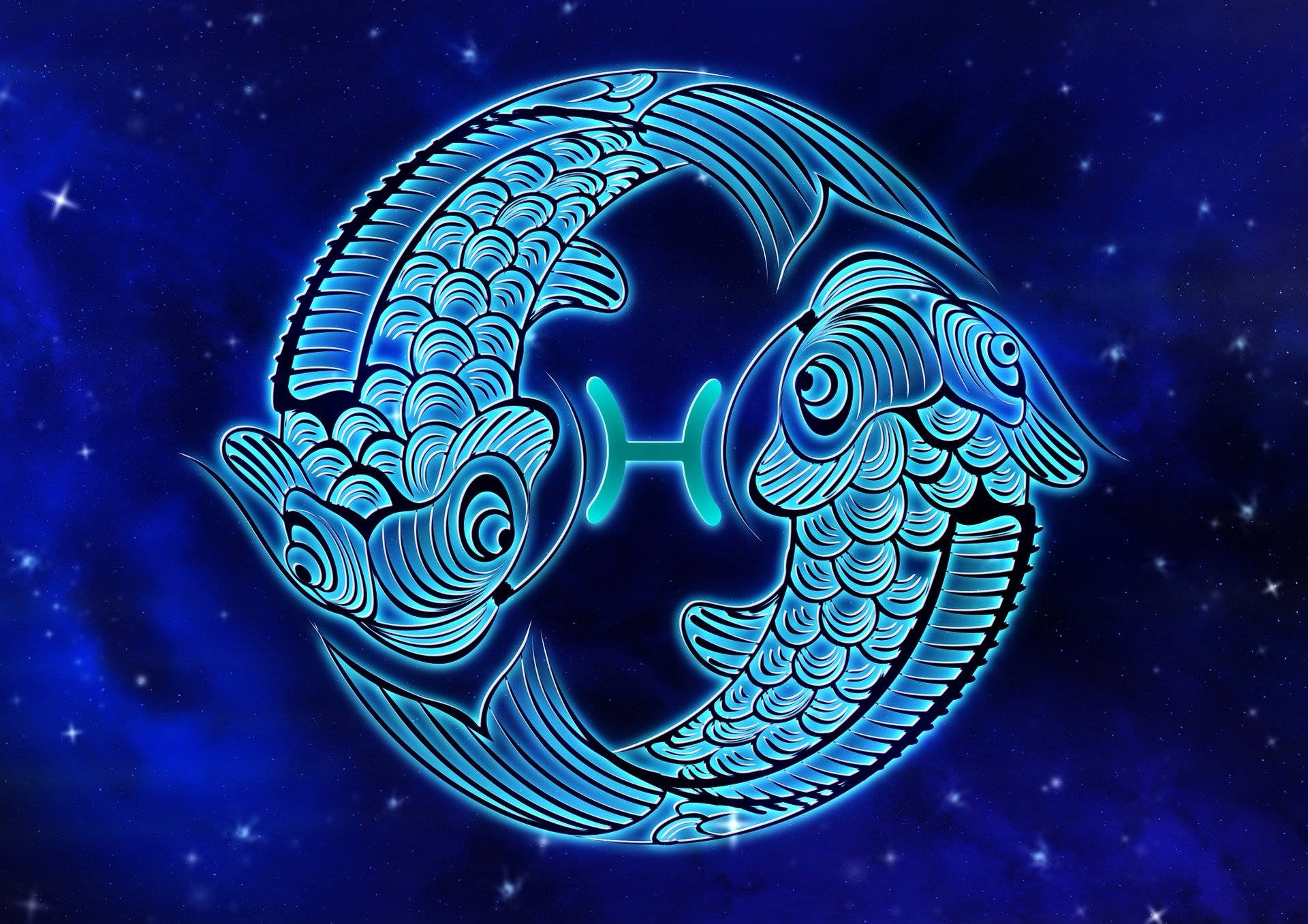 Download Royal Blue Pisces Star Sign Wallpaper