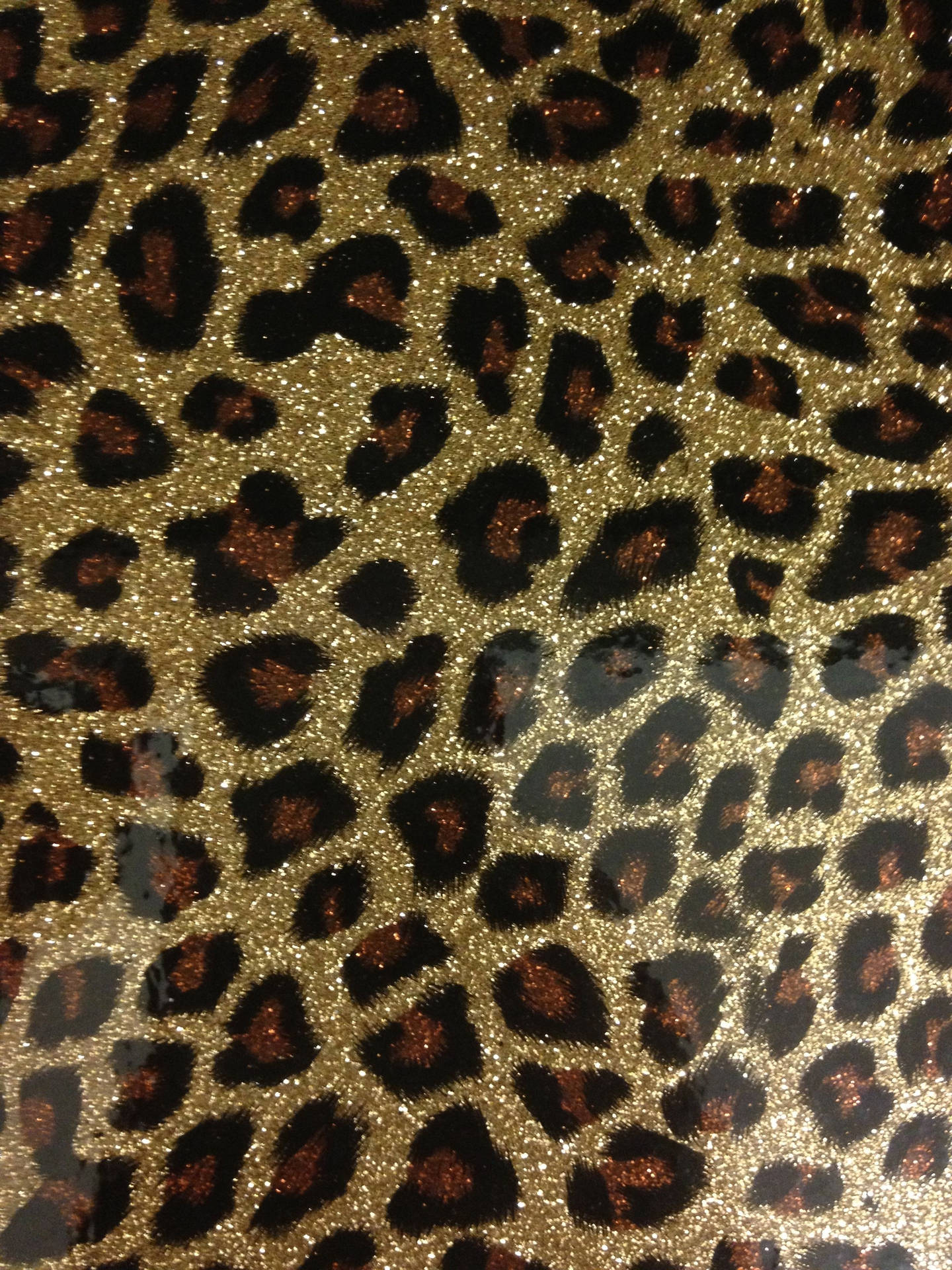 Download Gold Brown Glittery Leopard Print Wallpaper
