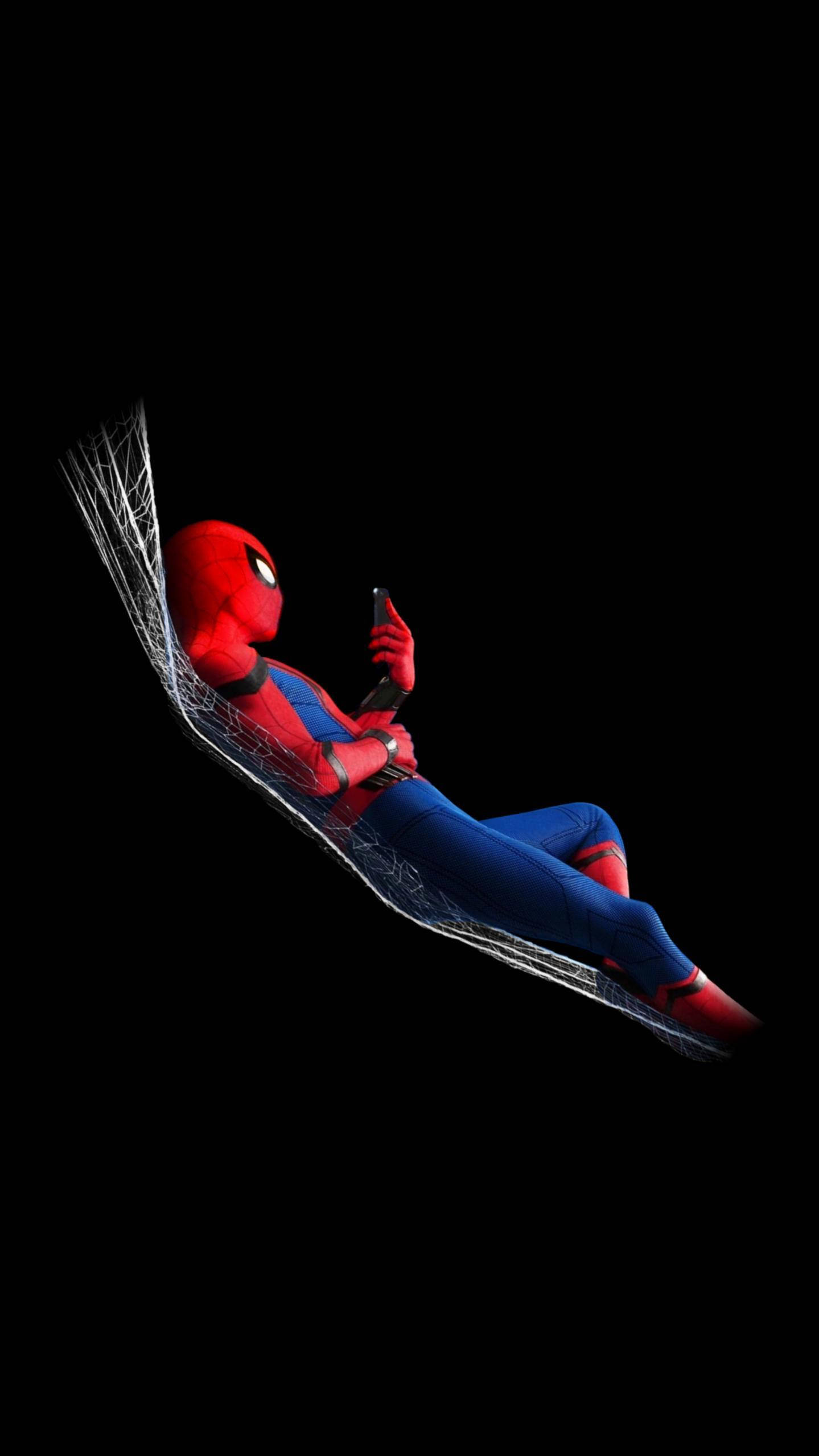Download Super Amoled Lounging Spiderman Wallpaper