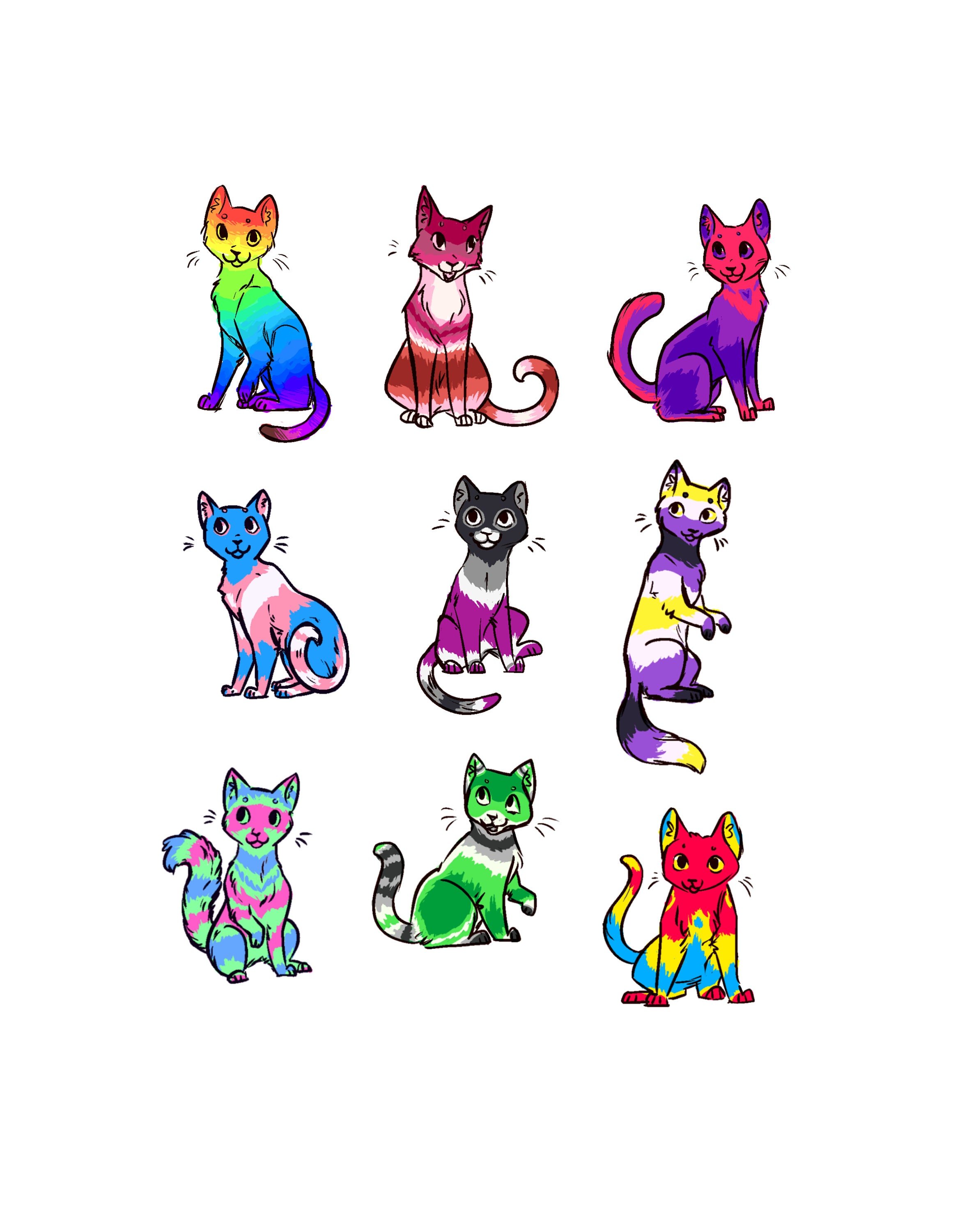 Pride Flag Cat Stickers