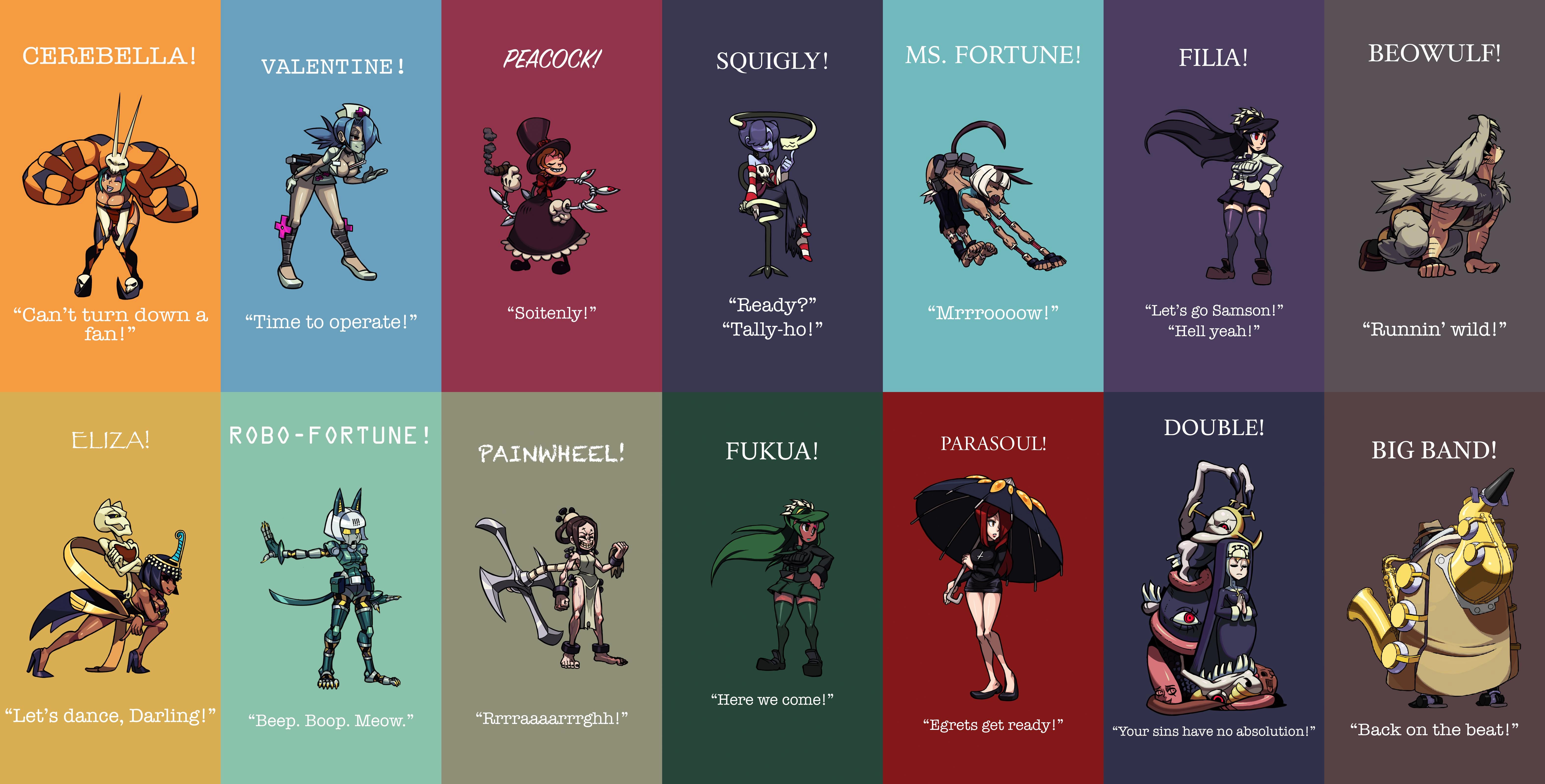 Everyone is here! The Skullgirls Phone Wallpaper Collection is now in desktop form!
