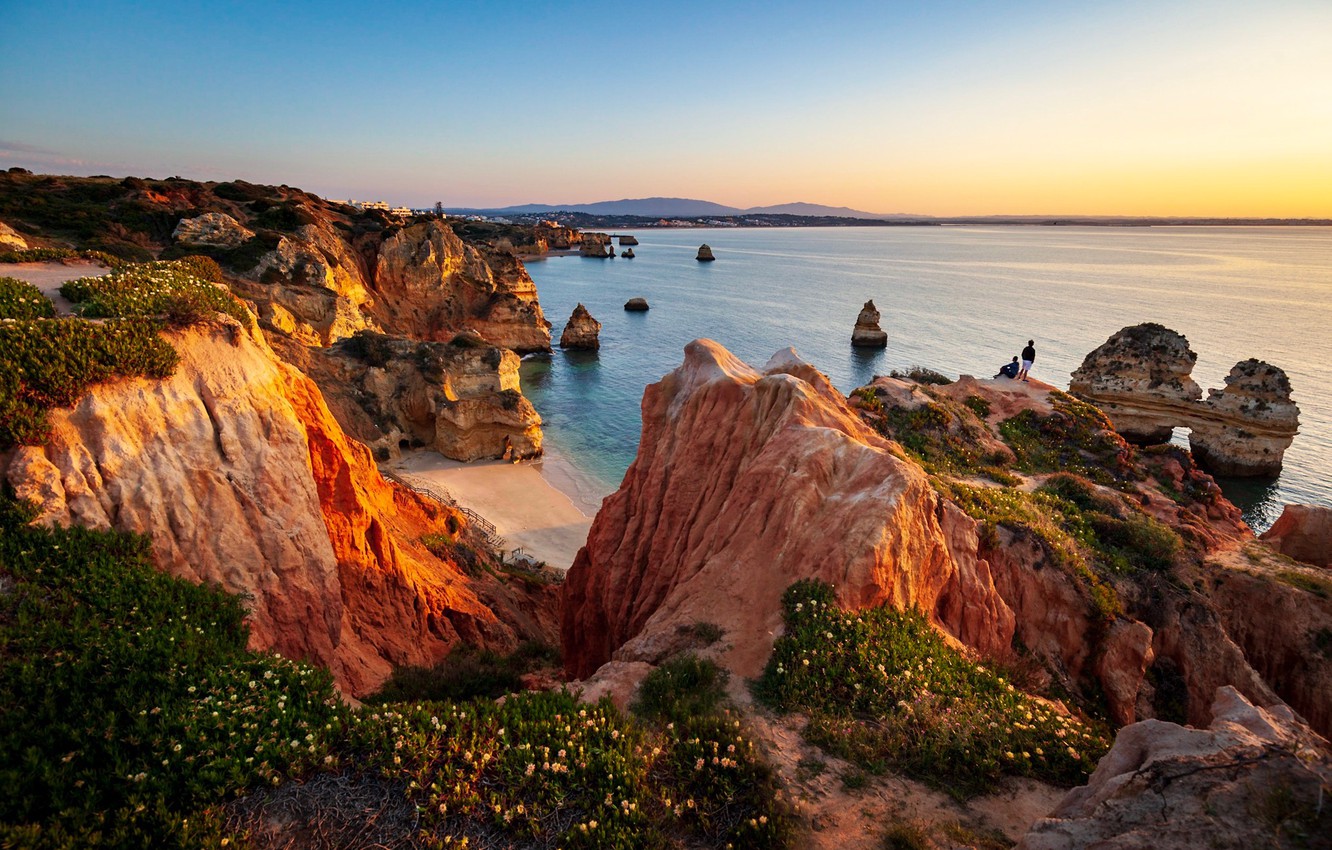 Wallpaper landscape, nature, the ocean, rocks, coast, Portugal, Algarve, Algarve image for desktop, section пейзажи