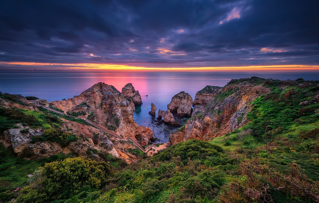Wallpaper coast, Portugal, Portugal, Algarve, Ponta da Piedade, Lagos image for desktop, section пейзажи