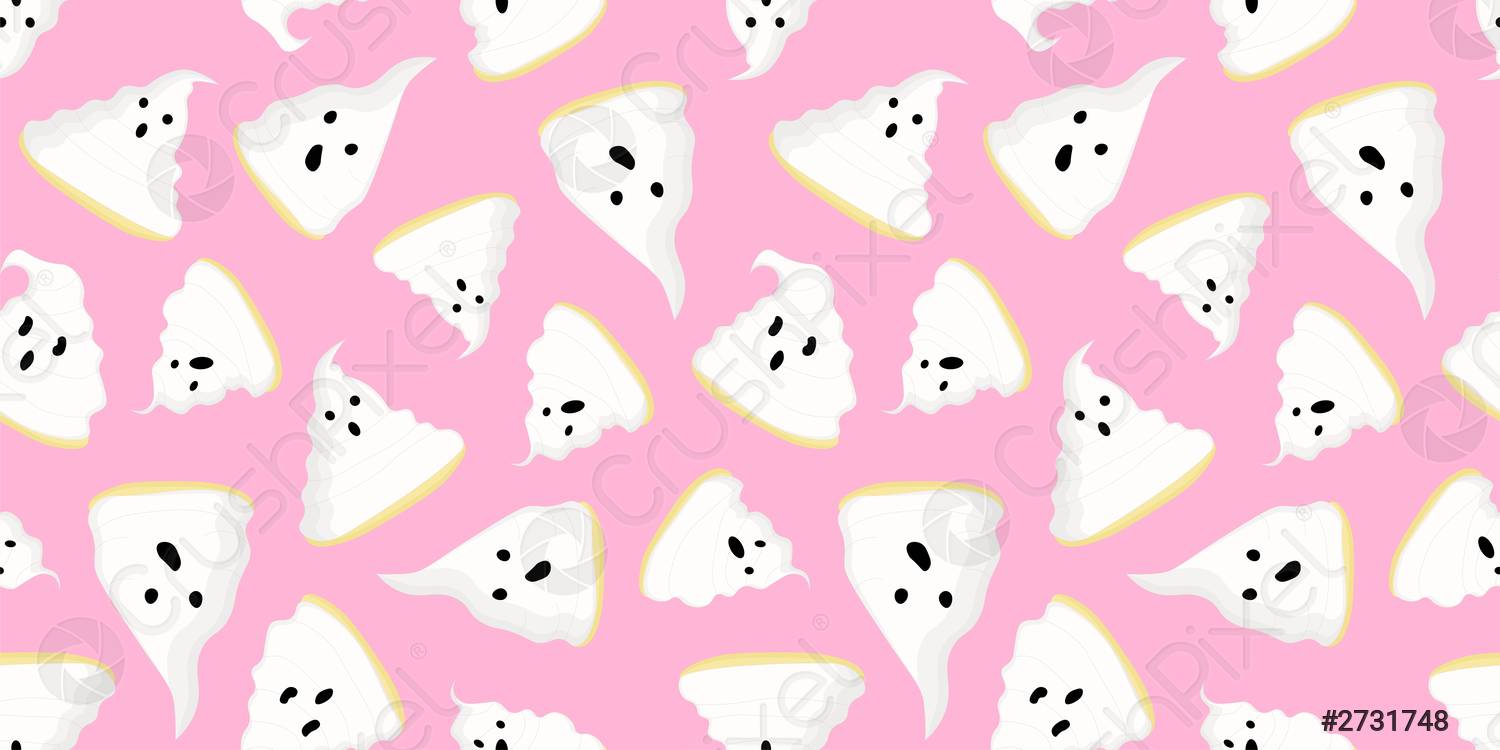 Seamless pattern on a pink background with ghosts Background for vector 2731748