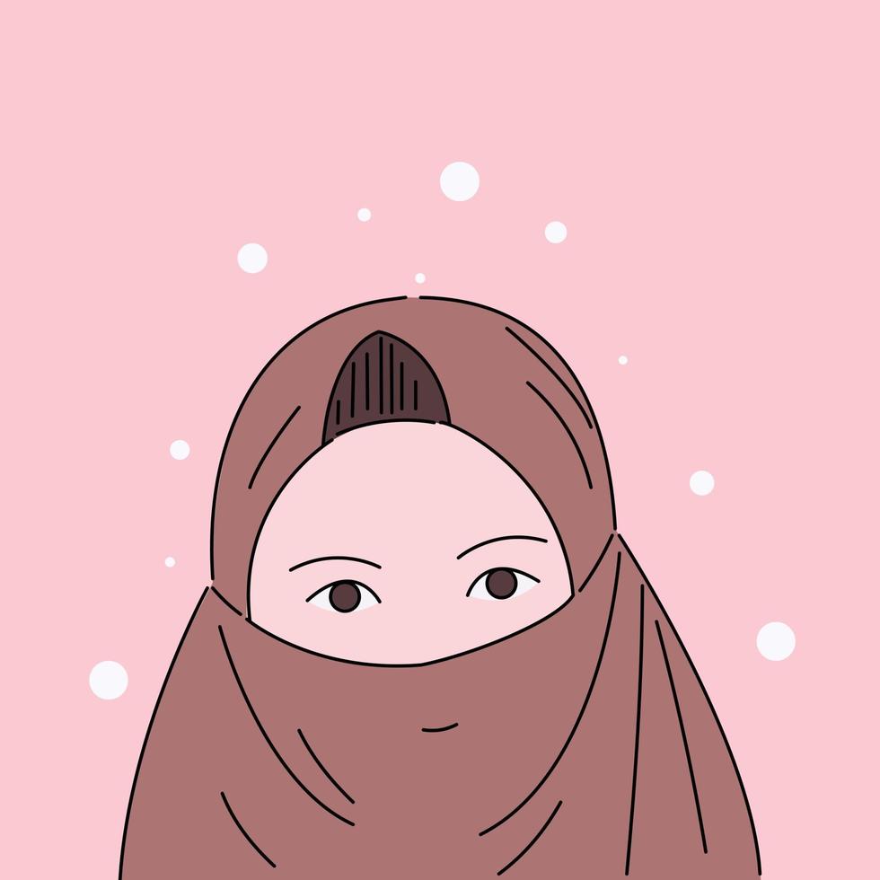 line muslim woman illustration