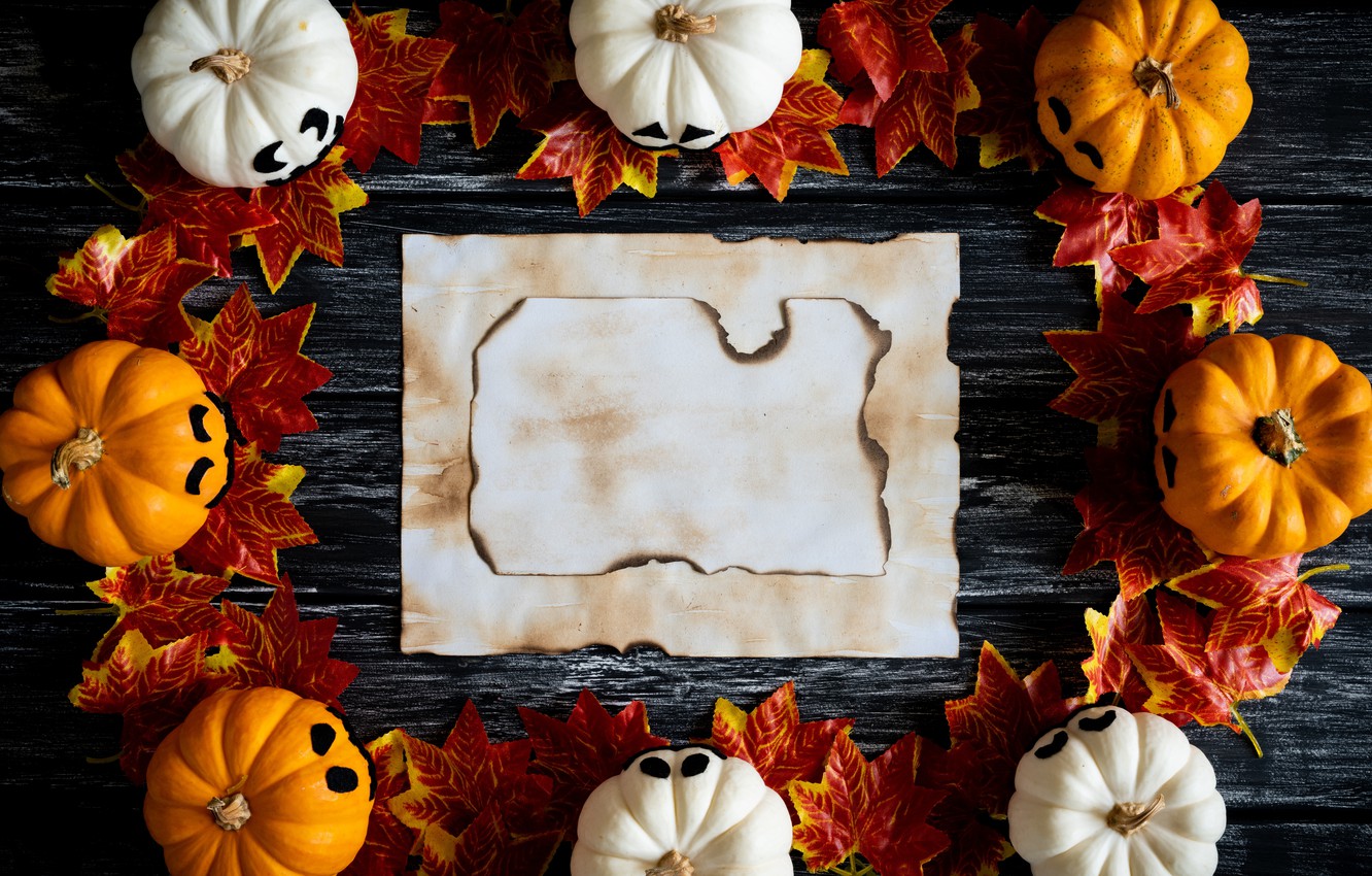 Wallpaper autumn, leaves, background, Board, colorful, Halloween, pumpkin, maple, wood, background, autumn, leaves, autumn, pumpkin, maple image for desktop, section праздники
