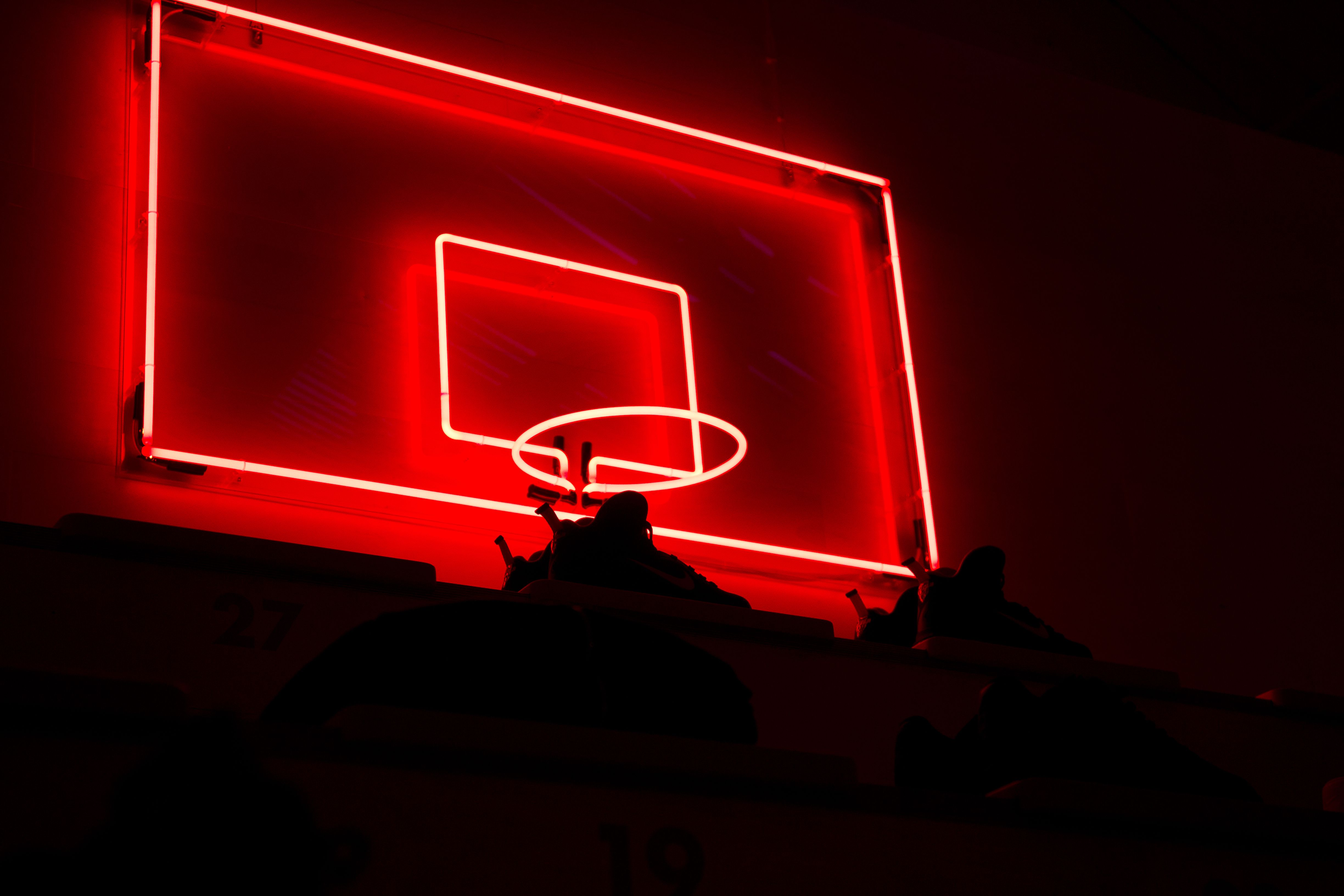 Lebron Neon Basketball Hoop. Neon wallpaper, Black and white picture wall, Red wallpaper