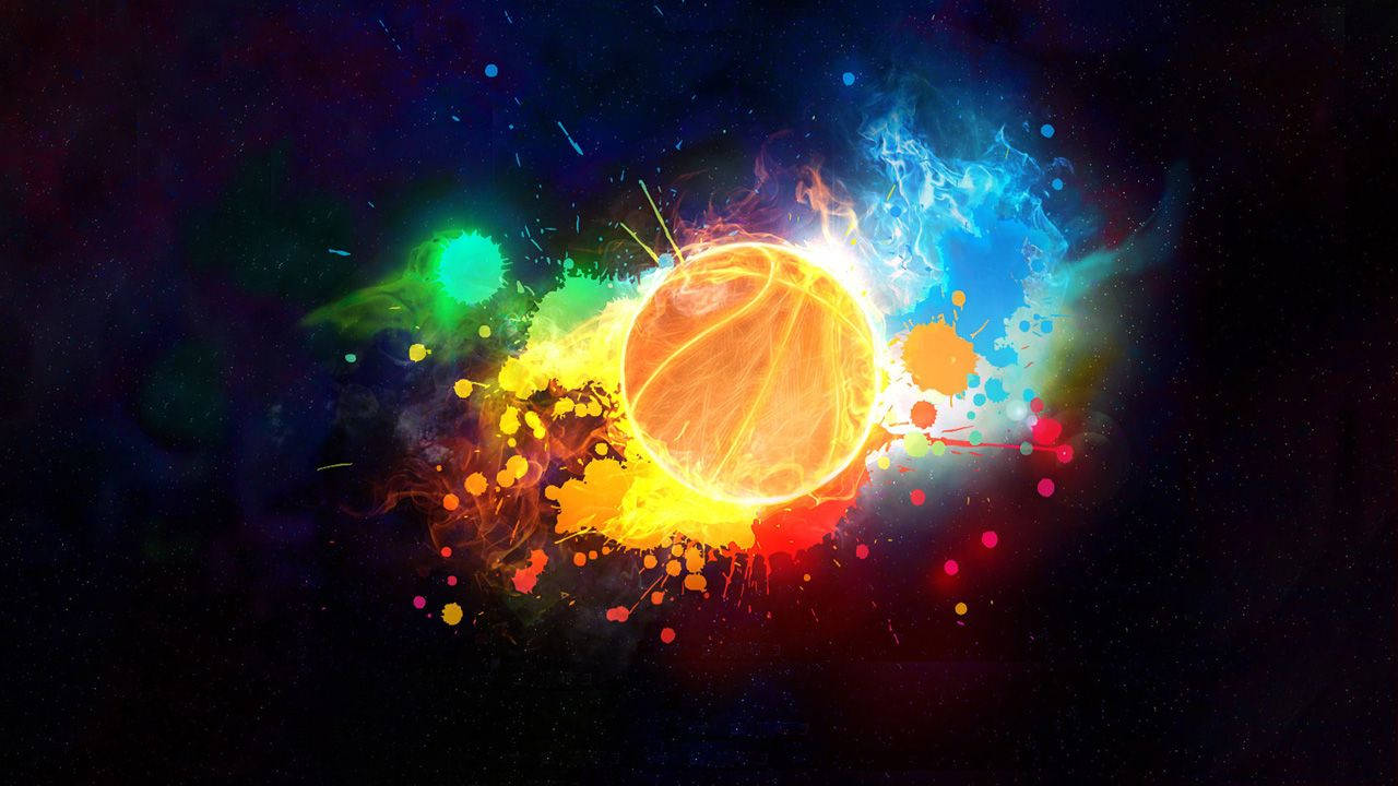 Download Neon Basketball Splatters Wallpaper
