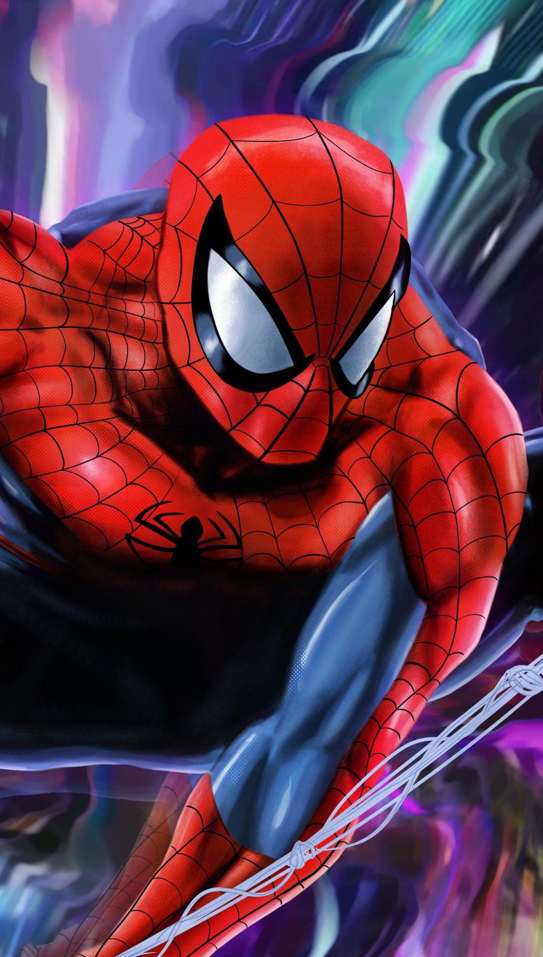Spiderman with colorful background Wallpaper