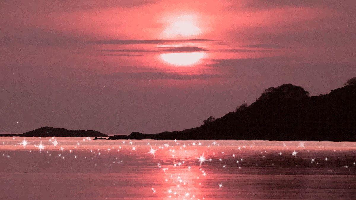 Sunset beach desktop wallpaper vector