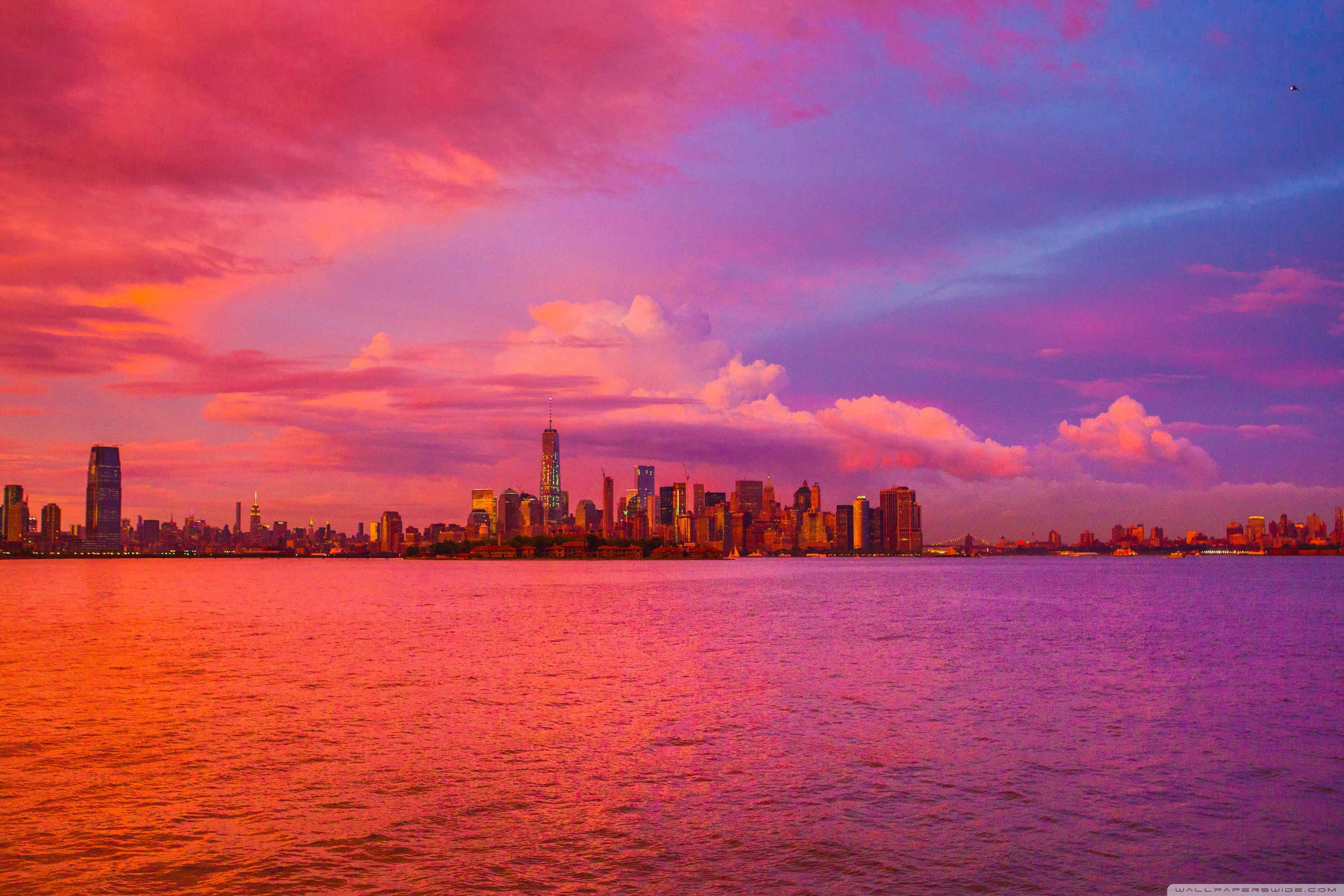 New York City Pink Sunset Ultra HD Desktop Background Wallpaper for 4K UHD TV, Widescreen & UltraWide Desktop & Laptop, Tablet
