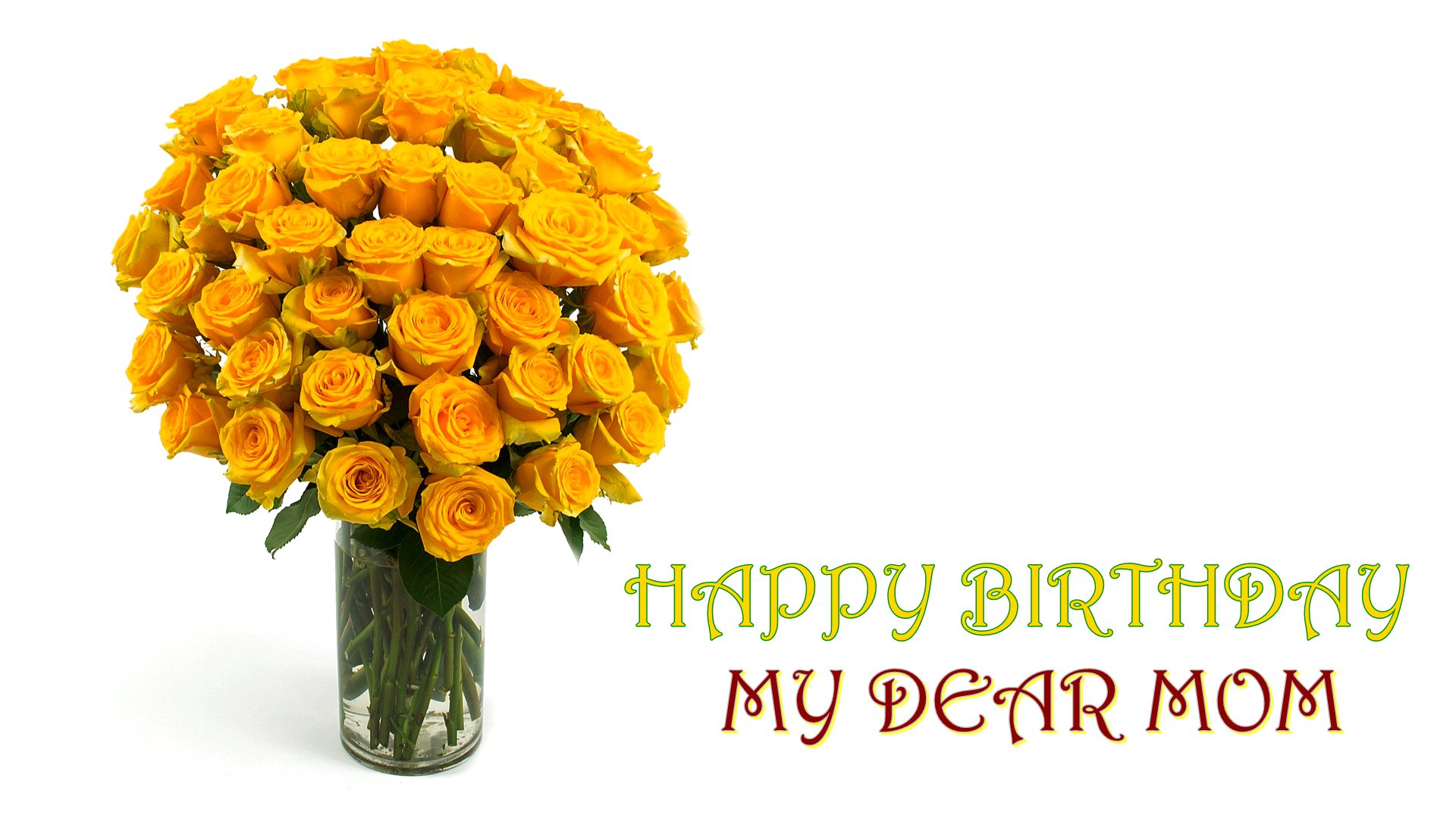 Happy Birthday Mom With Roses HD Wallpaper