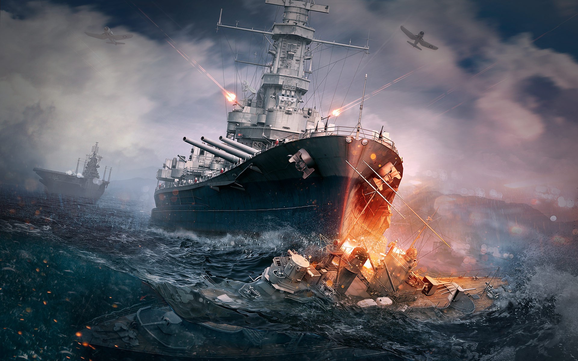 artwork, World Of Warships, Video Games, Battleships, Battle Wallpaper HD / Desktop and Mobile Background