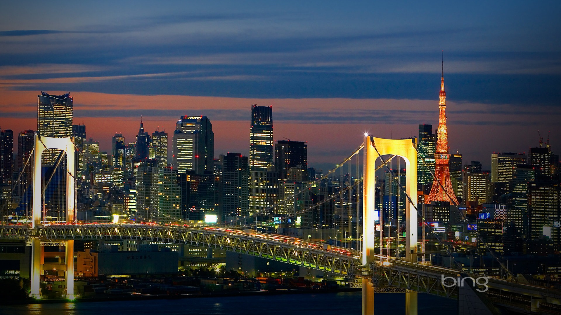 Rainbow Bridge and Tokyo Skyline Japan