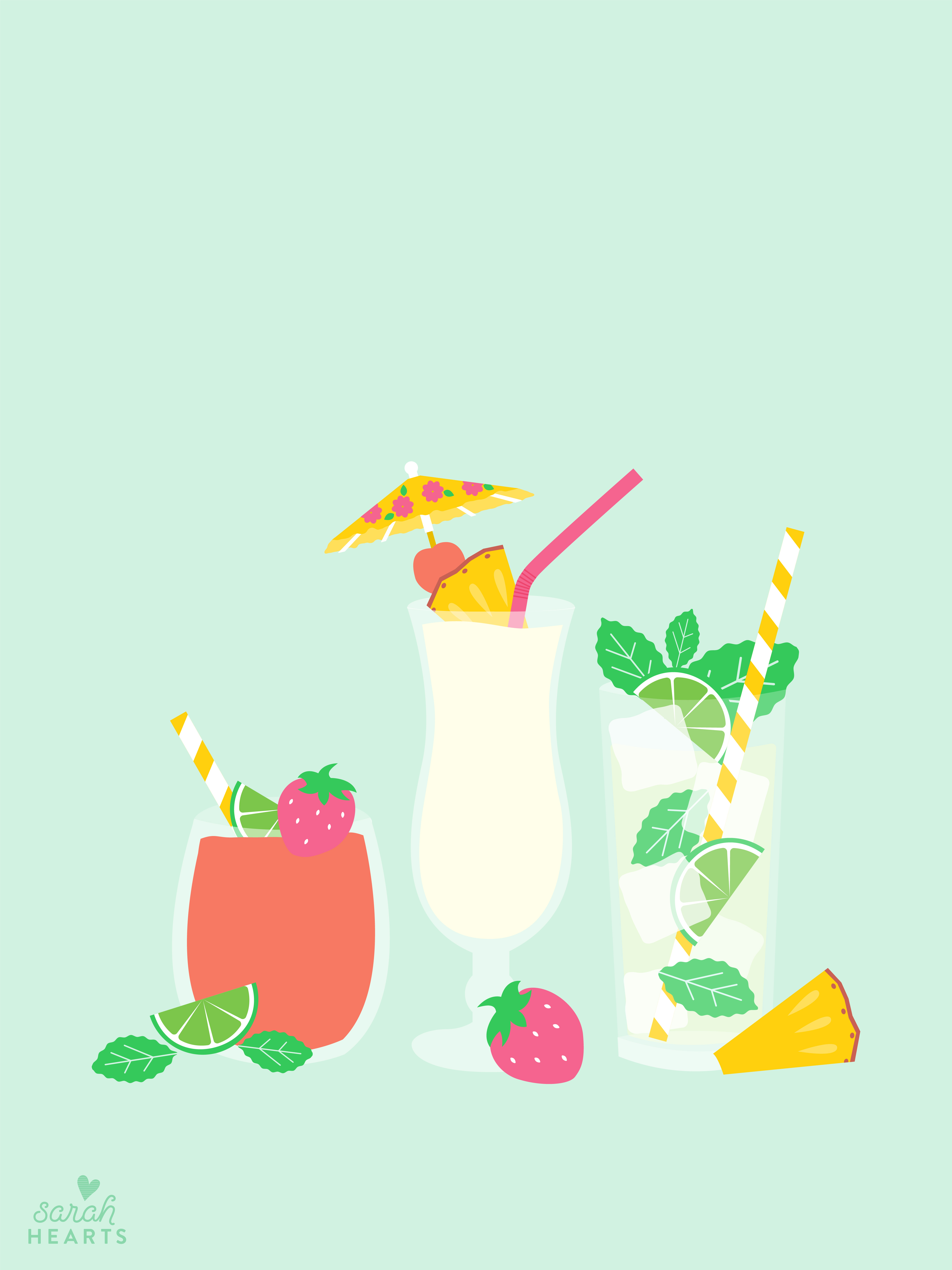 July 2019 Summer Drinks Calendar Wallpaper