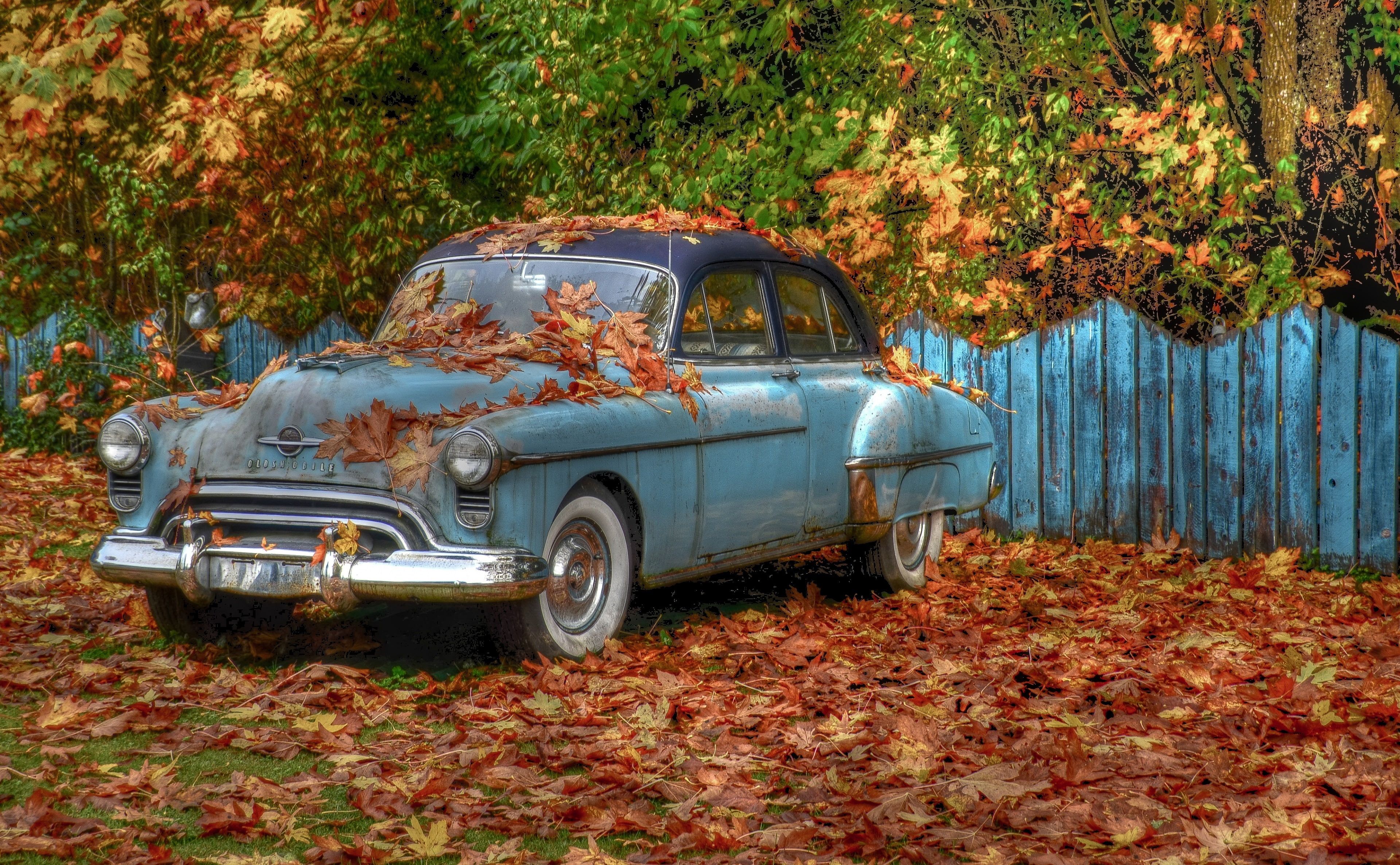 Fall is Here, blue and black vintage coupe #Motors Classic Cars K # wallpaper #hdwallpaper #desktop. Oldsmobile, Fall is here, Classic cars