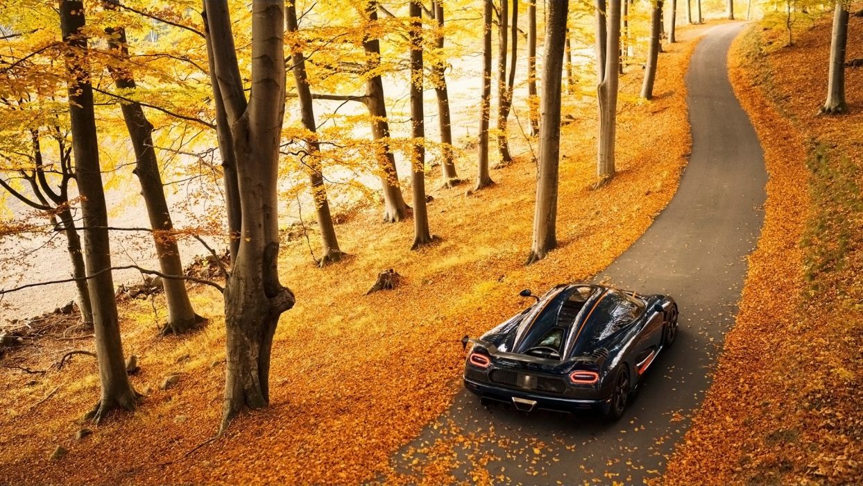 Autumn Roads Koenigsegg Agera RS Trees Cars Nature wallpaperx1080