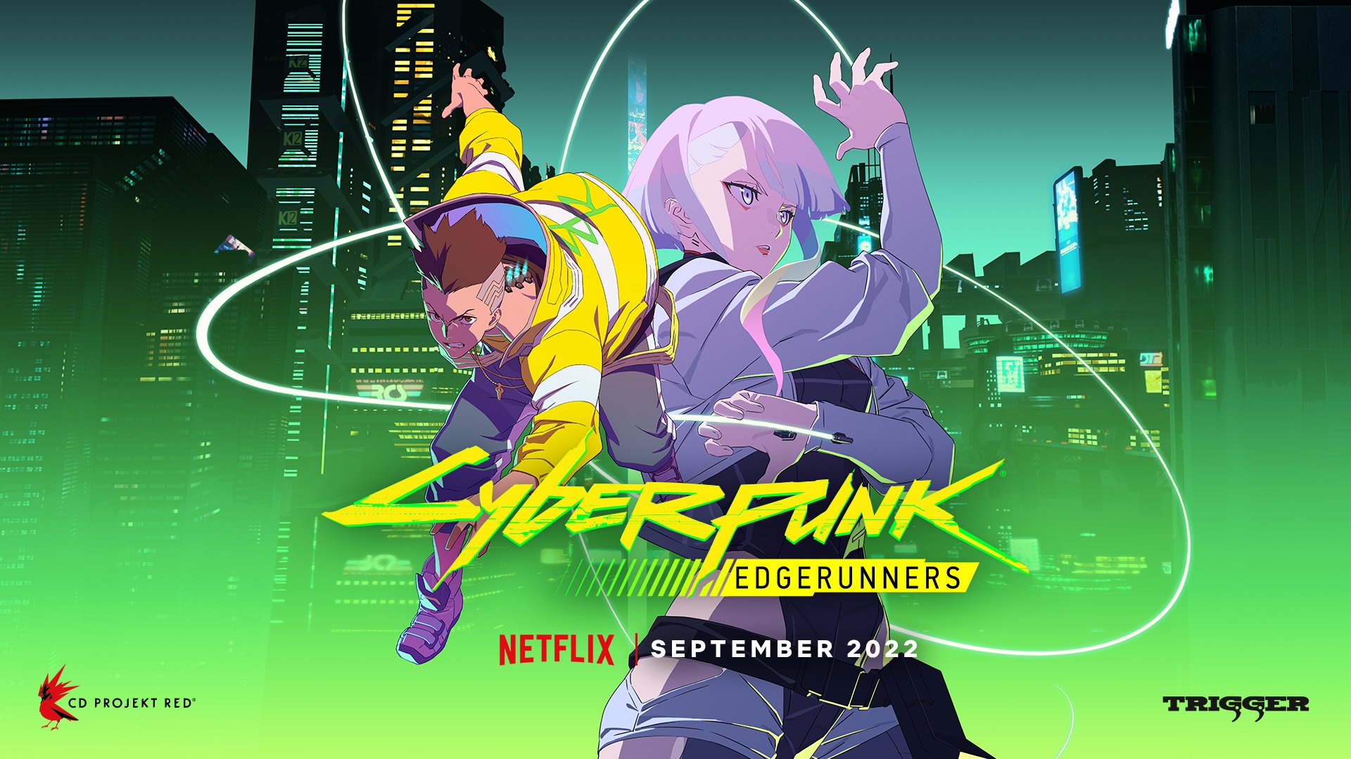 Cyberpunk: Edgerunners our protagonists, David and Lucy, drawn by the chief character designer of the show Yoh Yoshinari! Cyberpunk: Edgerunners is coming to Netflix in September 2022. #Edgerunners #GeekedWeek