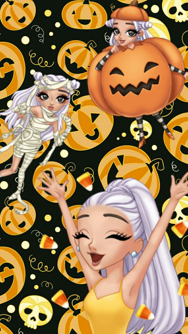 Ariana Grande 's Arimojis wallpaper for Halloween. Halloween wallpaper cute, Fall wallpaper, Ariana grande