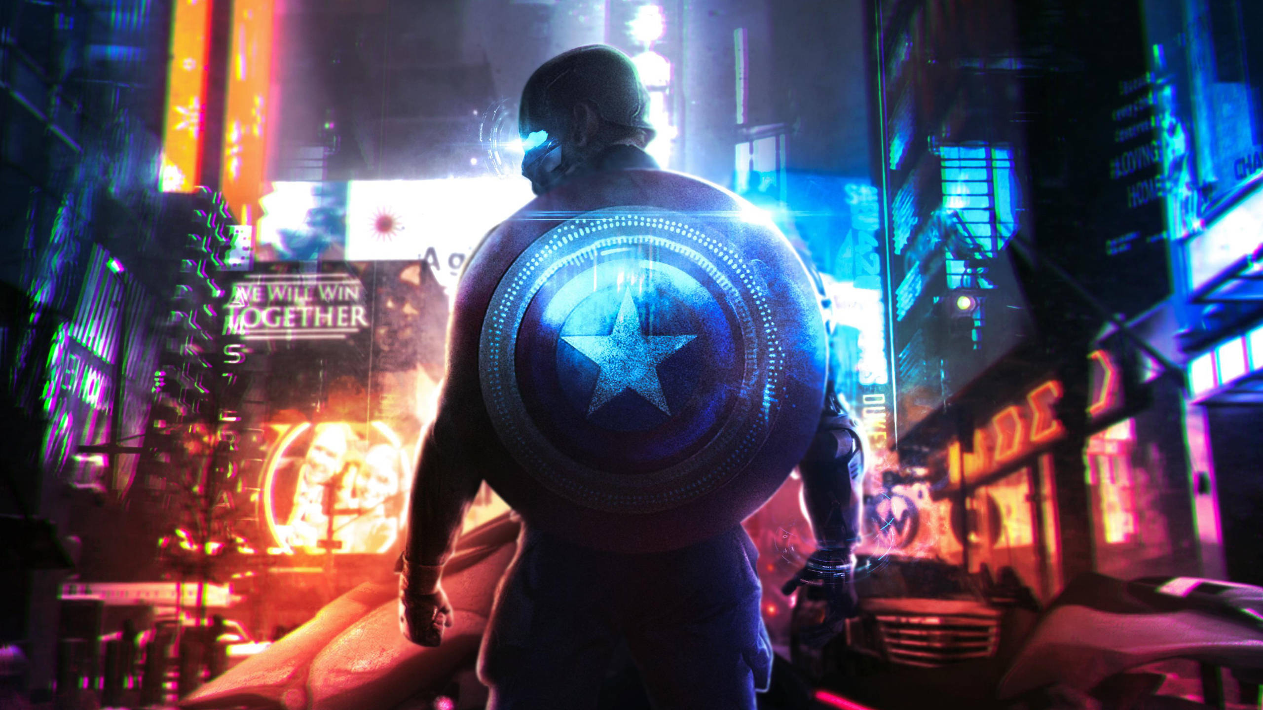 Download Neon Aesthetic Captain America Wallpaper