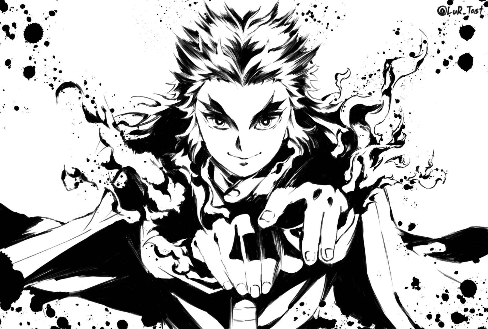Rengoku Black And White Wallpapers Wallpaper Cave