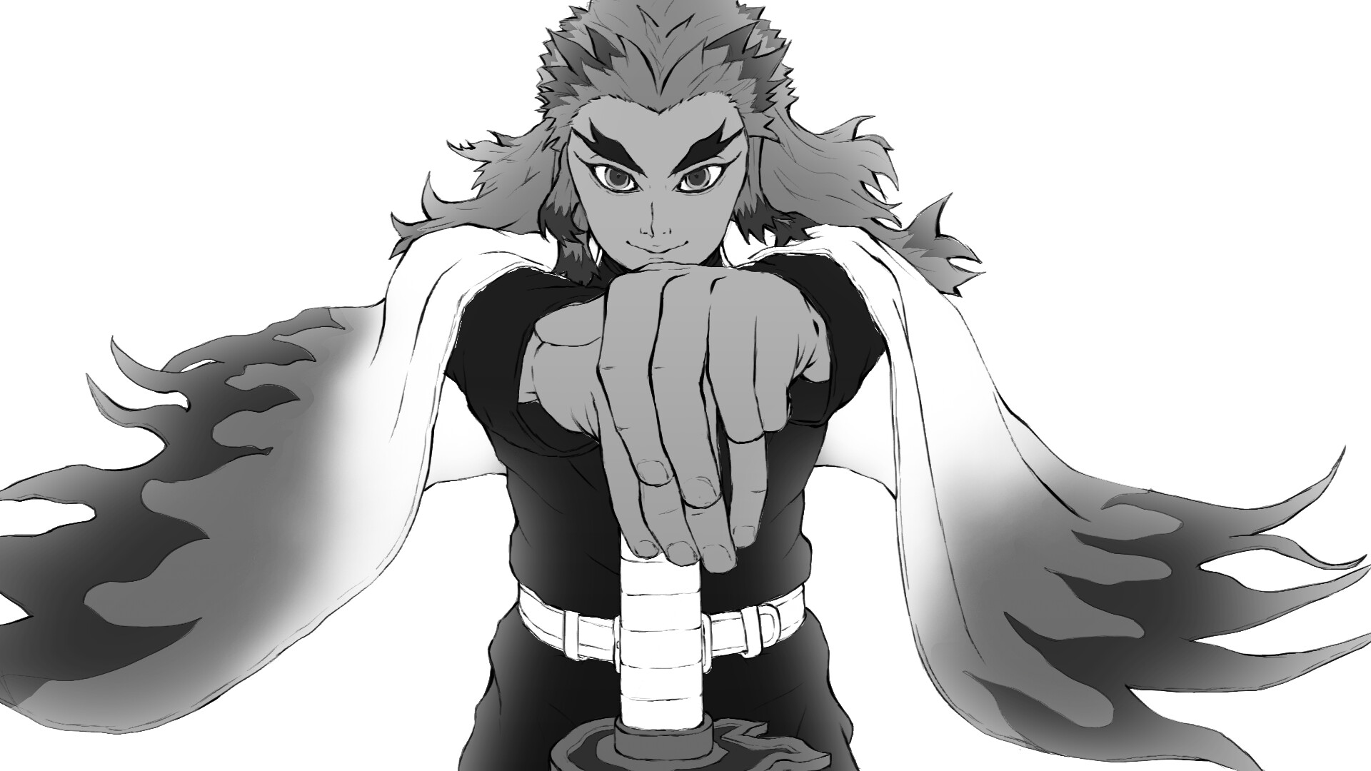 Rengoku Black And White Wallpapers Wallpaper Cave