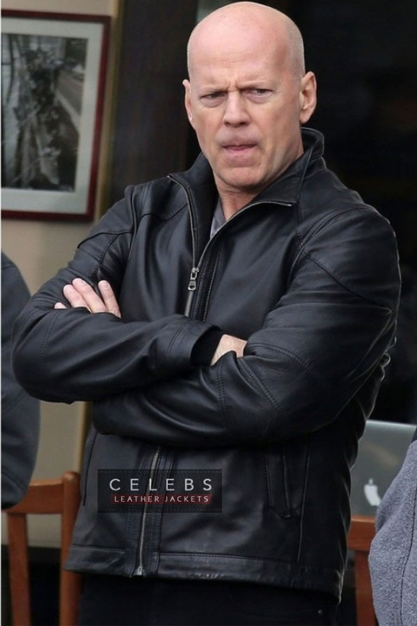 Red 2 Bruce Willis Black Leather Jacket