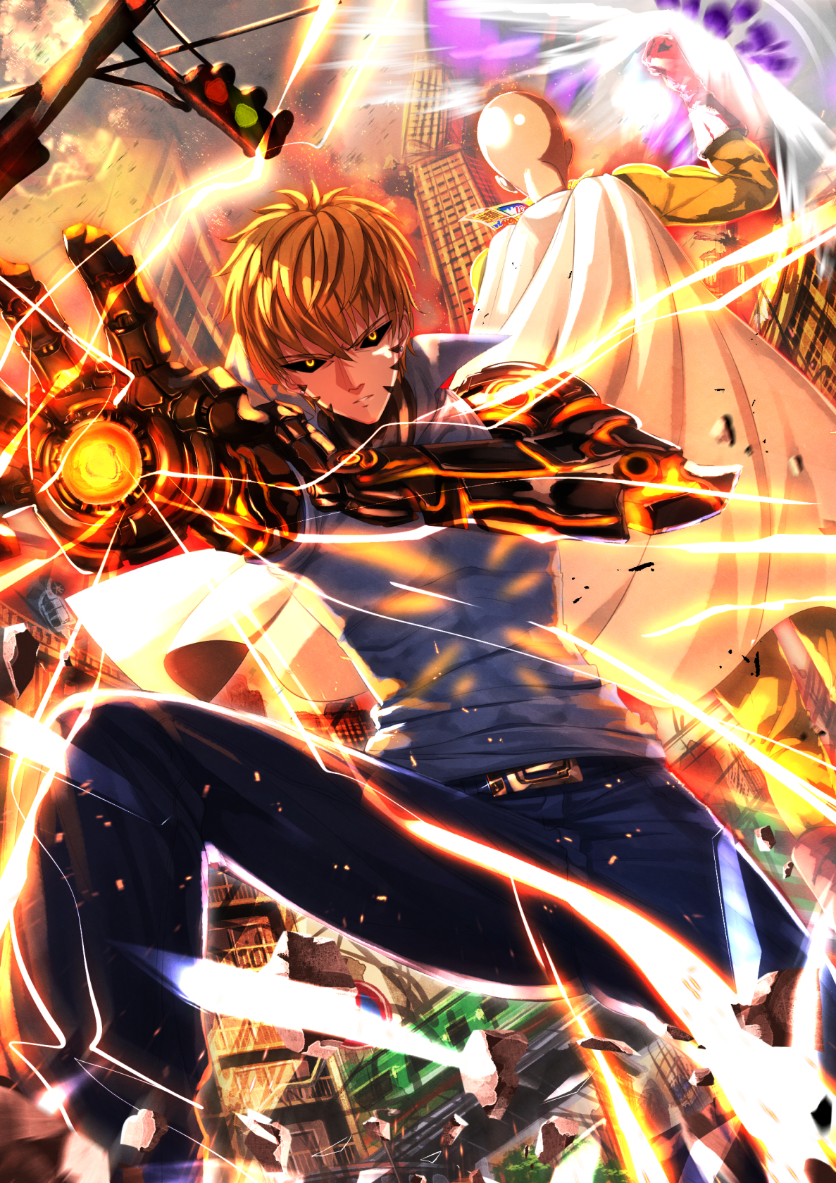 one punch man wallpaper, anime, cg artwork, cartoon, fictional character, fiction