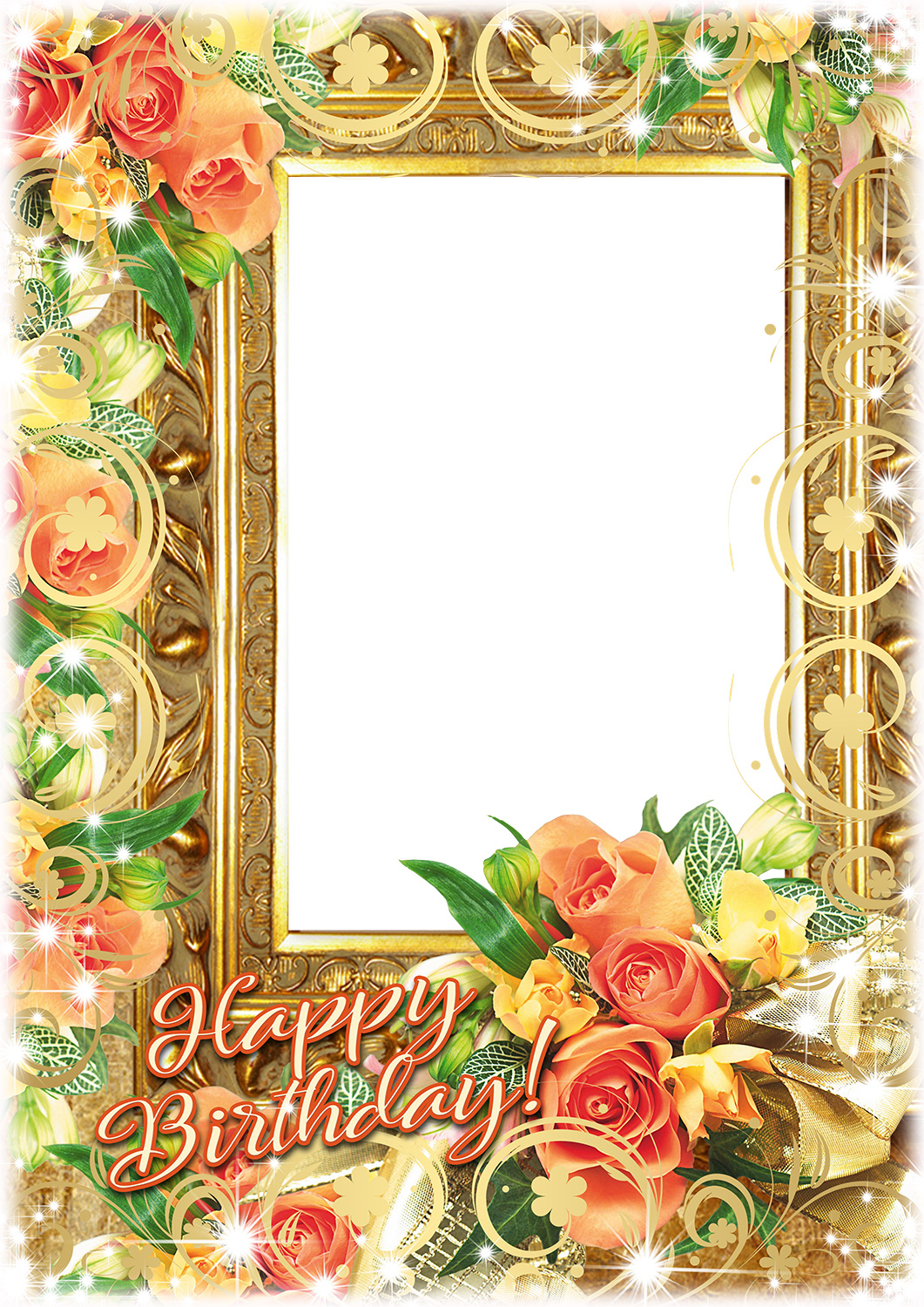 Birthday Frame With A Bunch Of Flowers Birthday Frames With Flowers