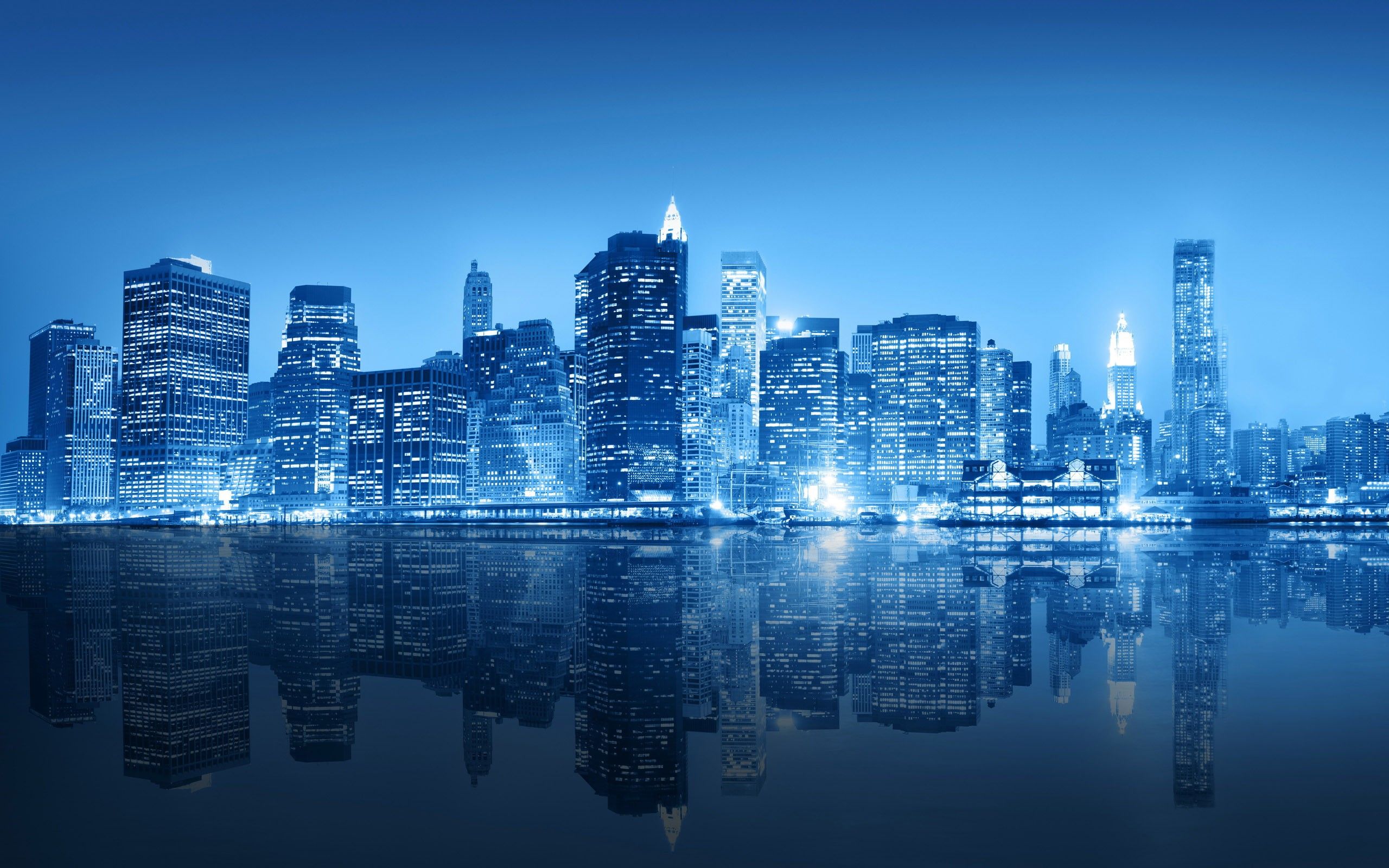 Blue Night City Wallpaper