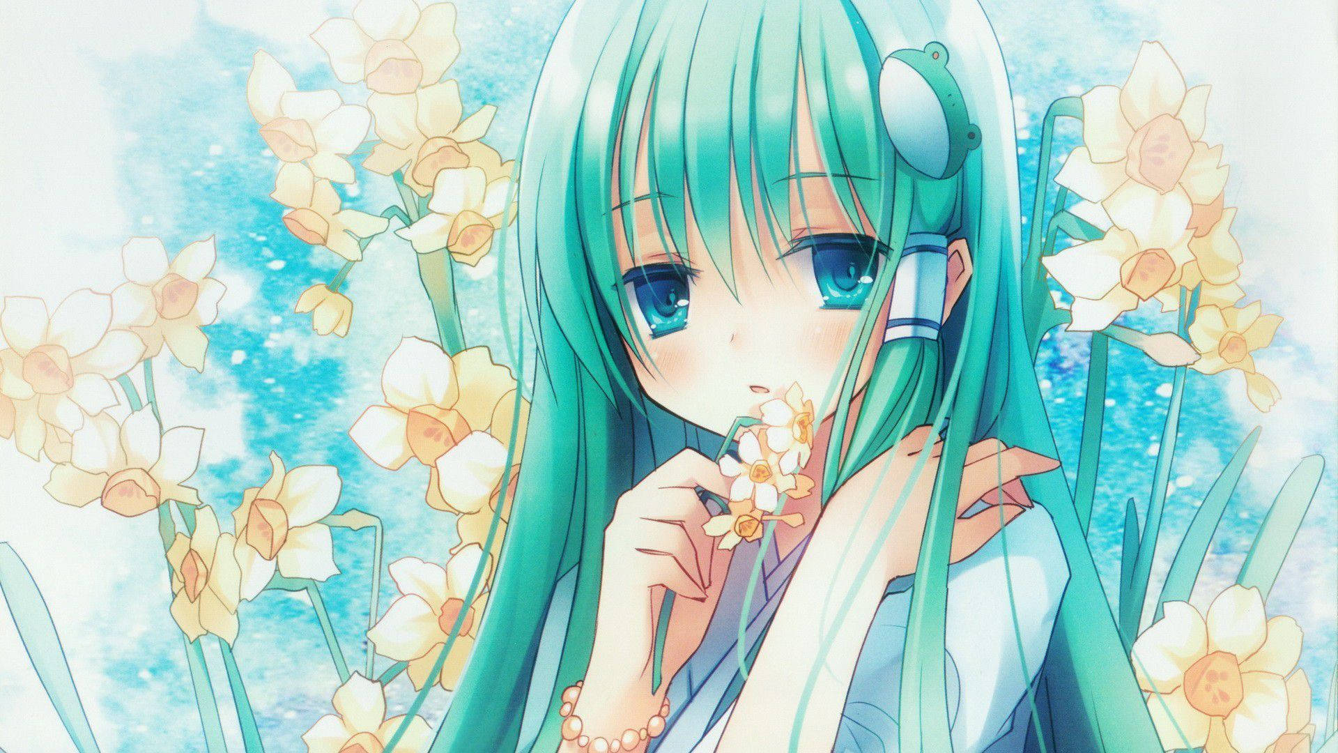 Download Blue Haired Girl Anime Wallpaper