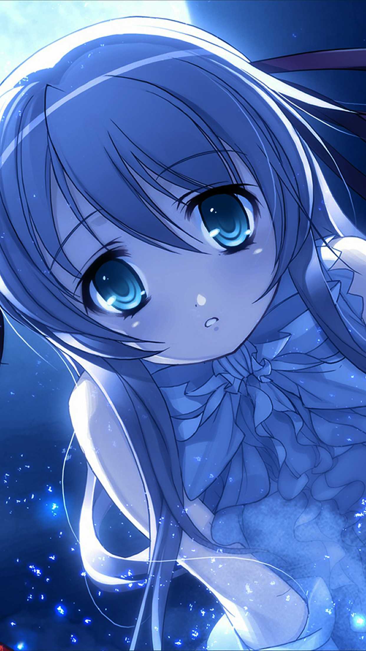 Blue Cute Anime Girl Wallpaper