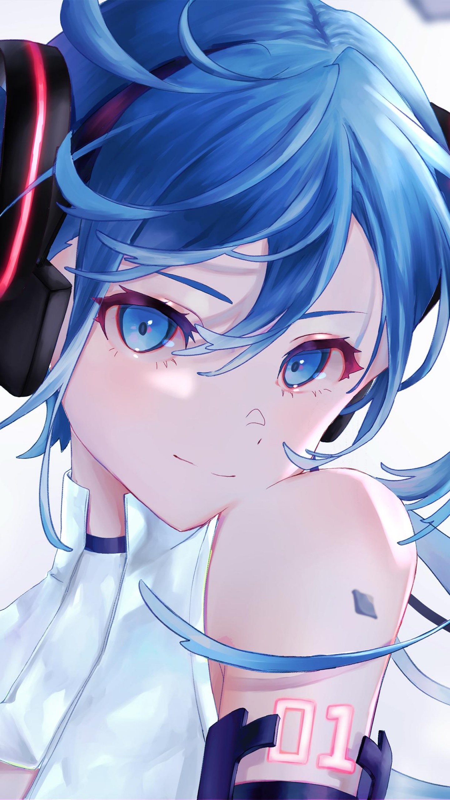 Hatsune Miku Wallpaper 4K, Anime girl, White background, Blue, Anime