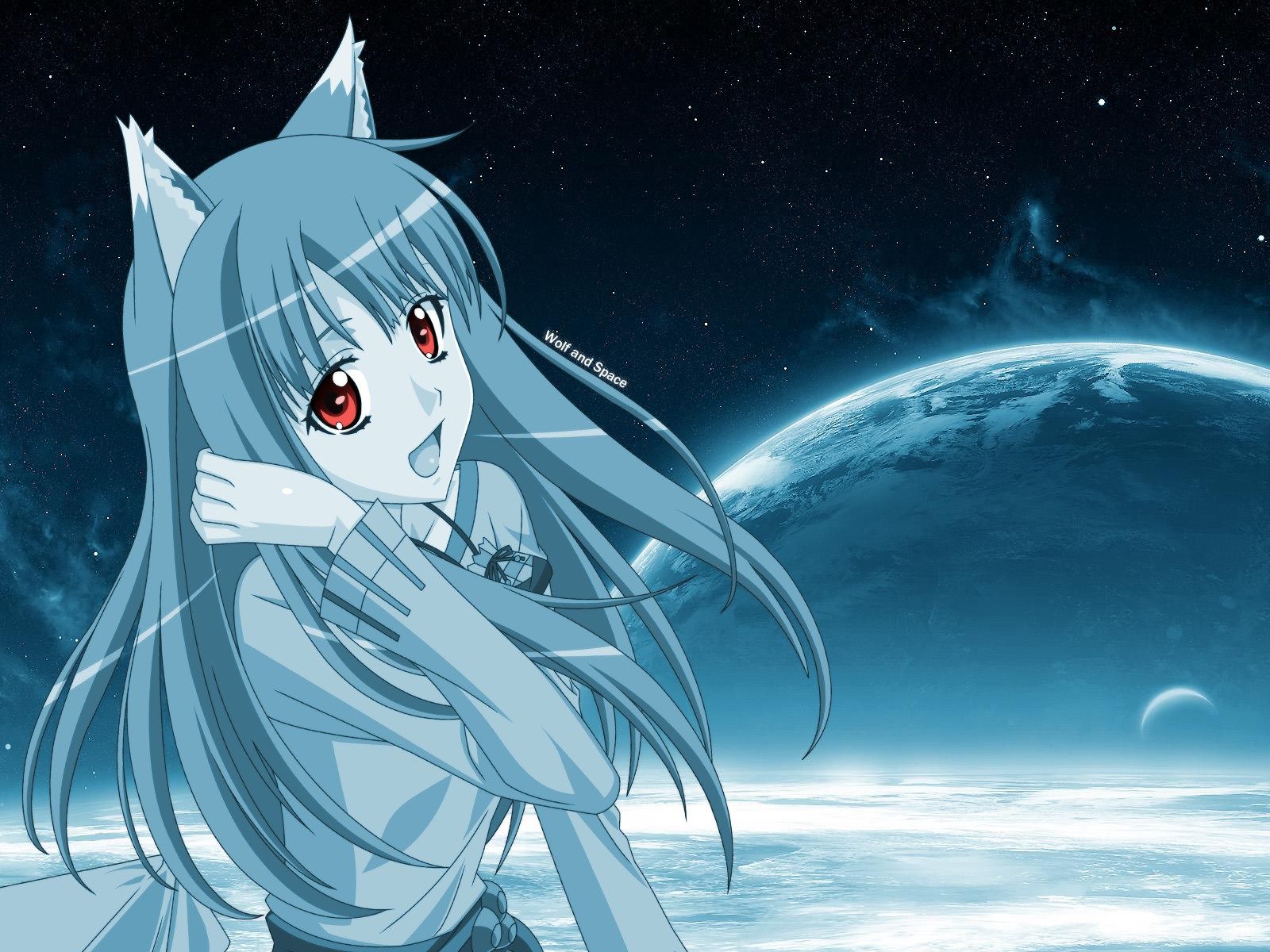 Anime Wolf Girl Galaxy Wallpaper