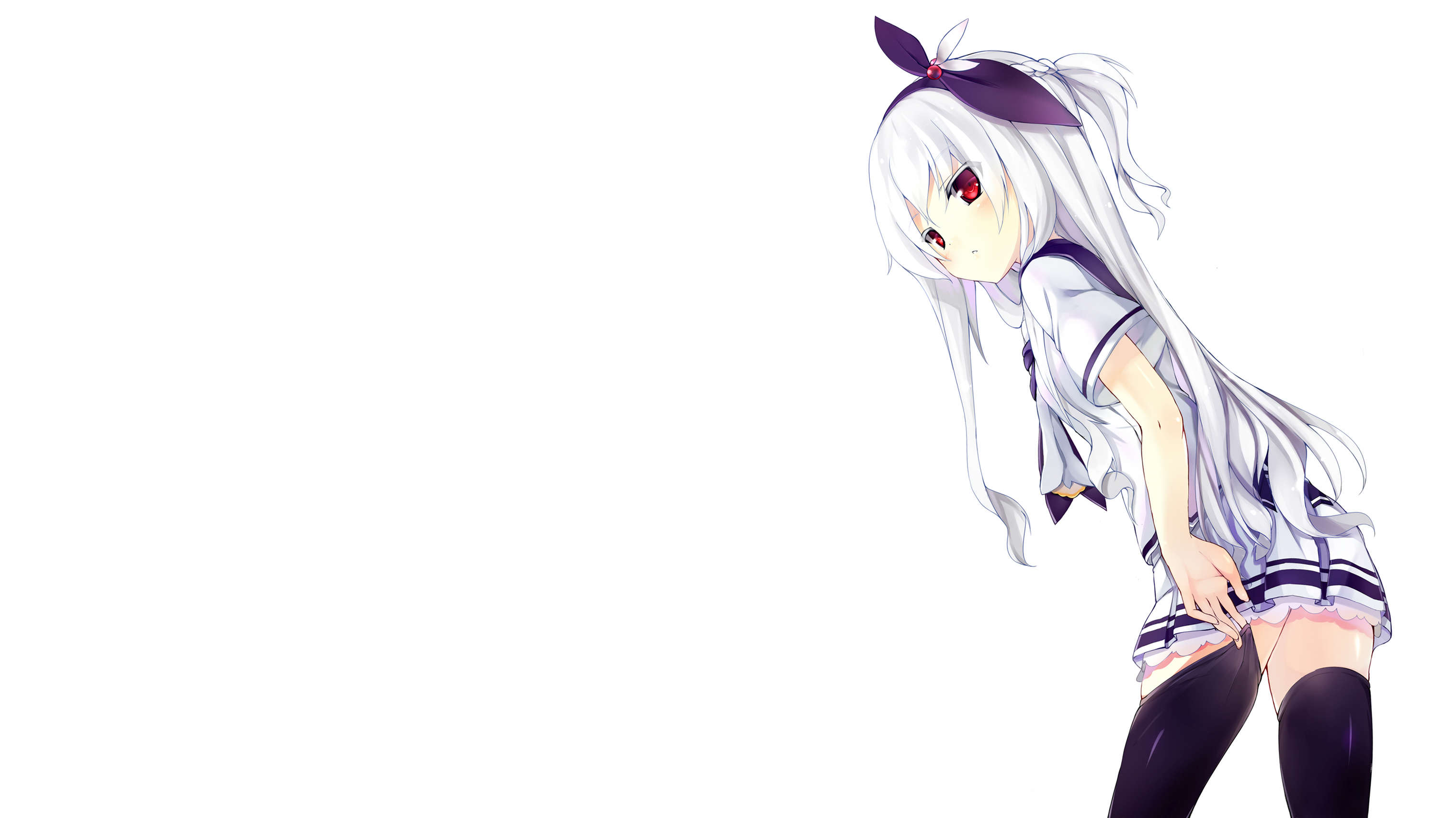Download 1280x720 Anime Girl, School Uniform, White Hair, Red Eyes Wallpaper