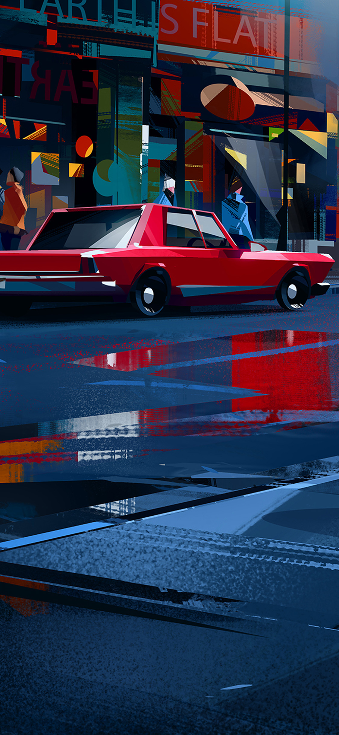 iPhone X wallpaper. art car drawing red