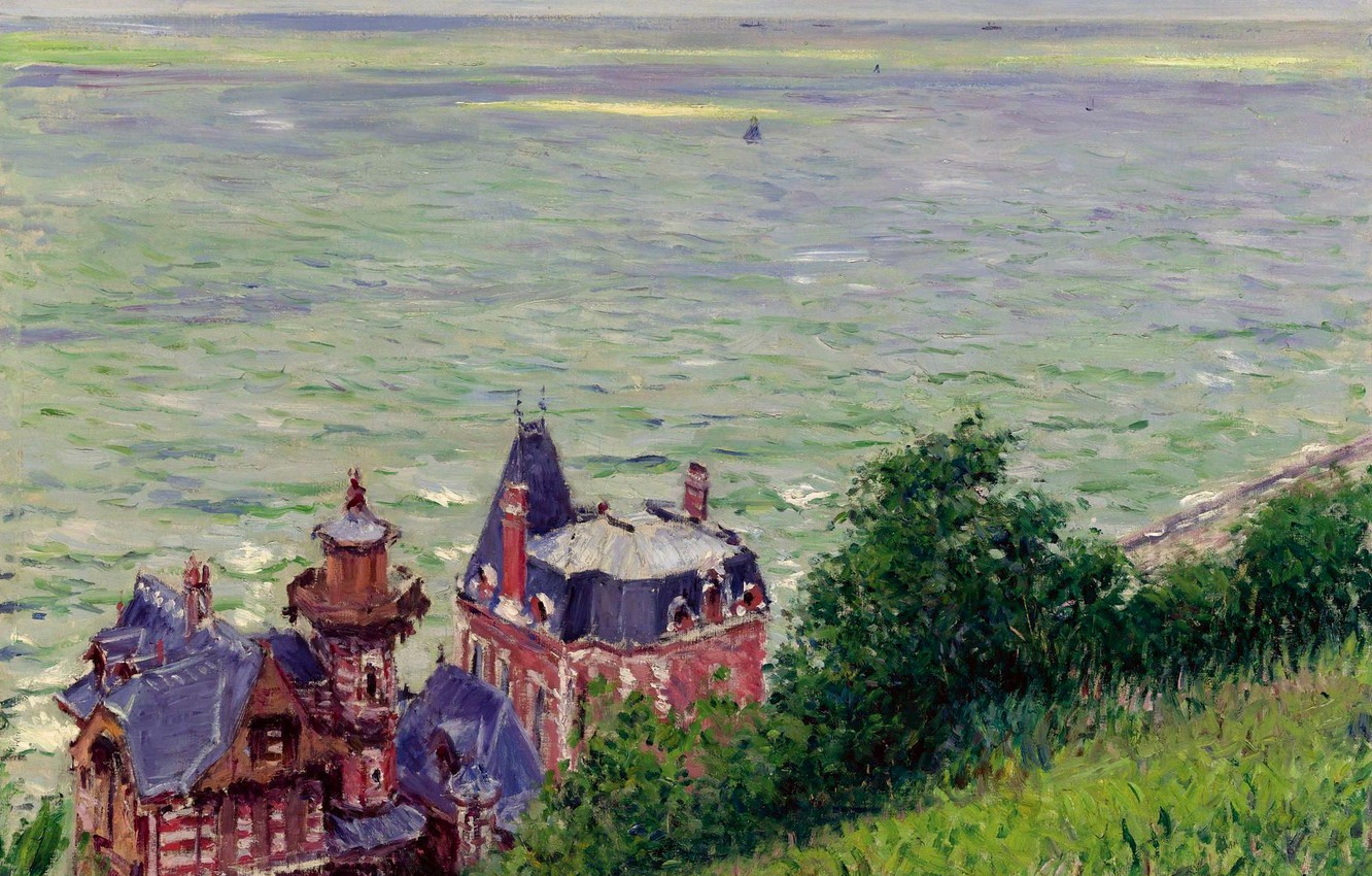 Wallpaper sea, the sky, landscape, home, Villa in Turville, Gustave Caillebotte image for desktop, section живопись
