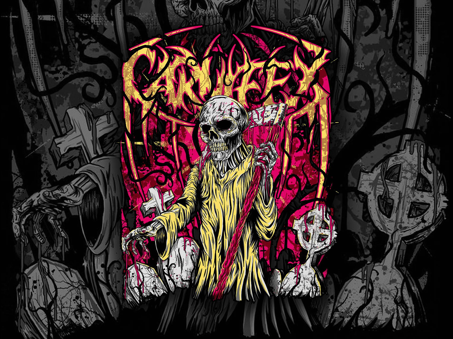 carnifex, Deathcore, Heavy, Metal, 1carn, Death, Symphonic, Dark, Evil, Skull, Poster, Reaper Wallpaper HD / Desktop and Mobile Background