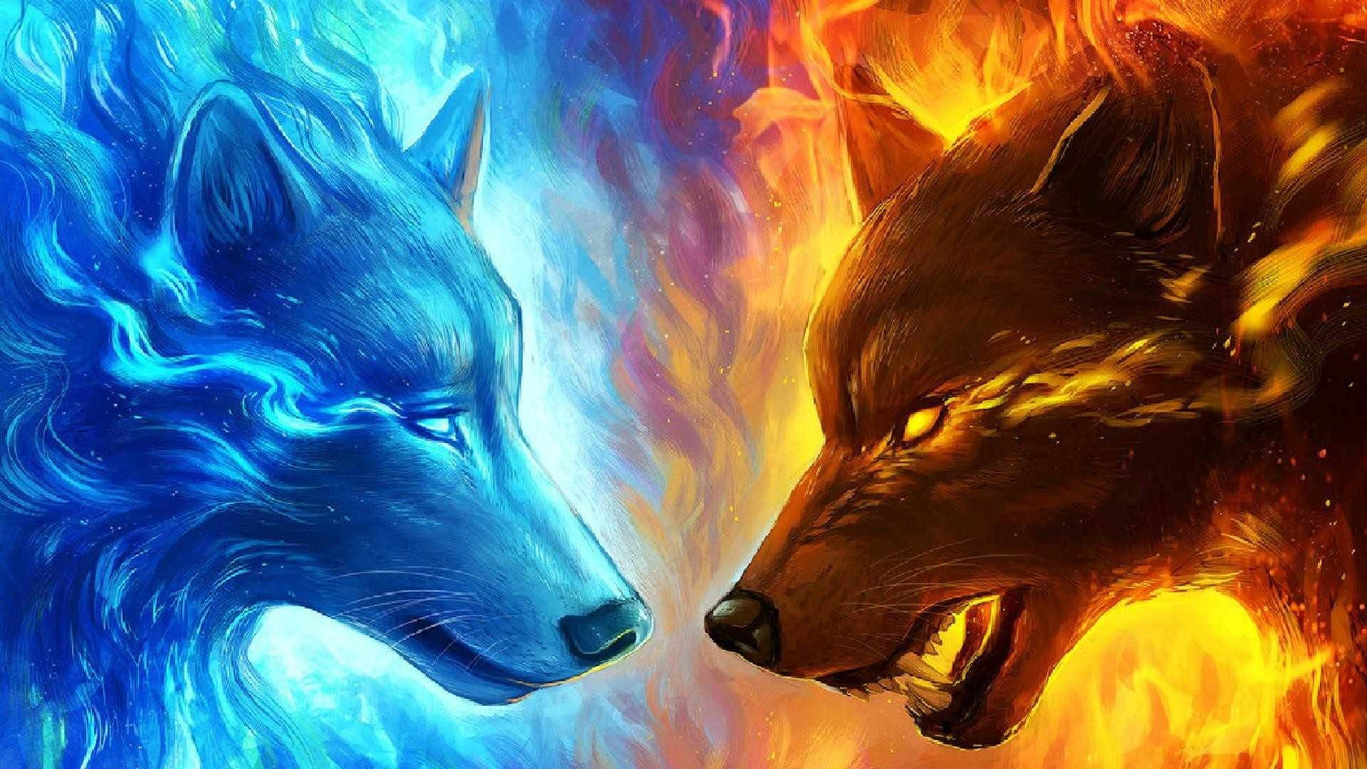 Download Elemental Galaxy Wolves Wallpaper