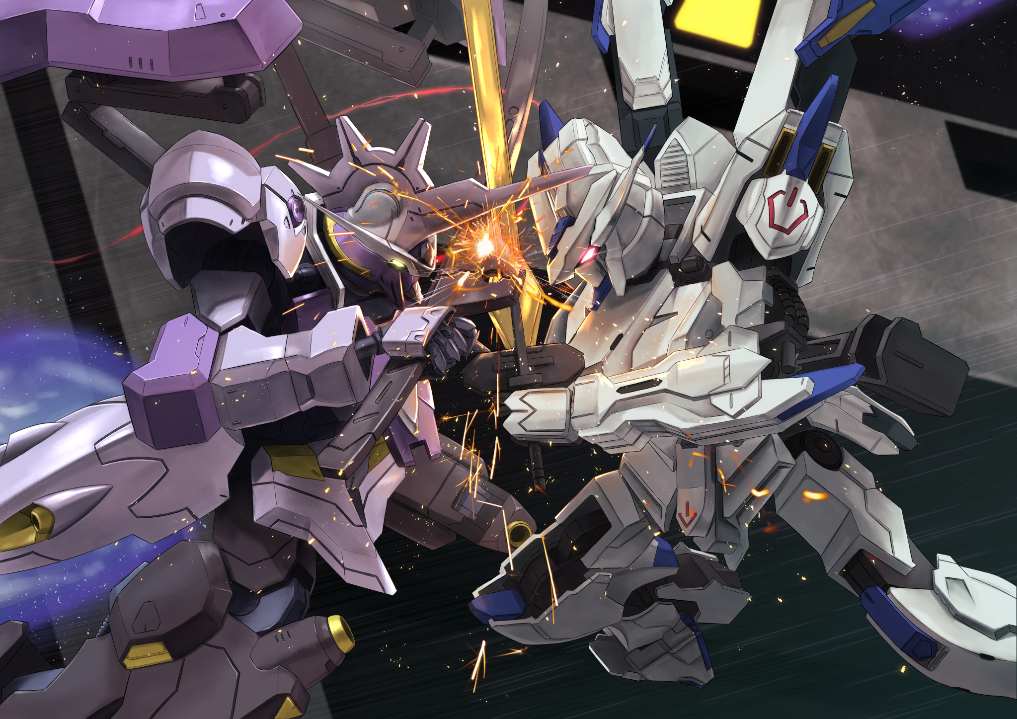 gundam bael and gundam kimaris vidar (gundam and 1 more) drawn