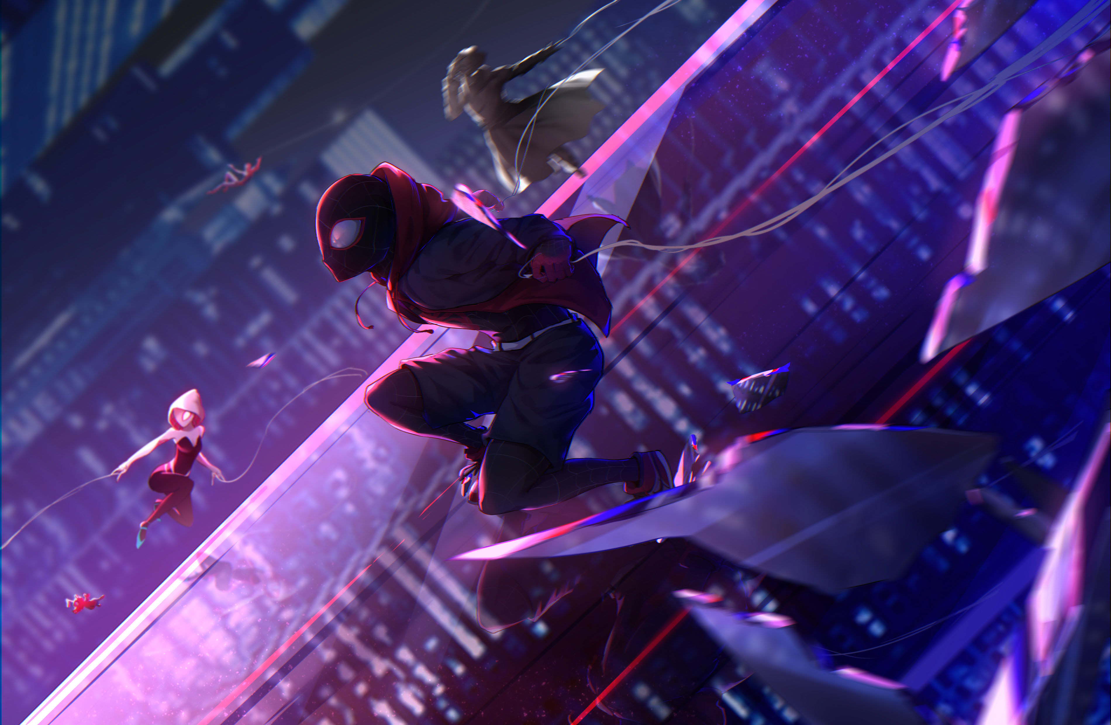 Spider Man, Gwen Stacy, Spider Gwen, Miles Morales, Spider Man, And 2 More ( Marvel And 2 More) Drawn By Yumuto_(spring1786)