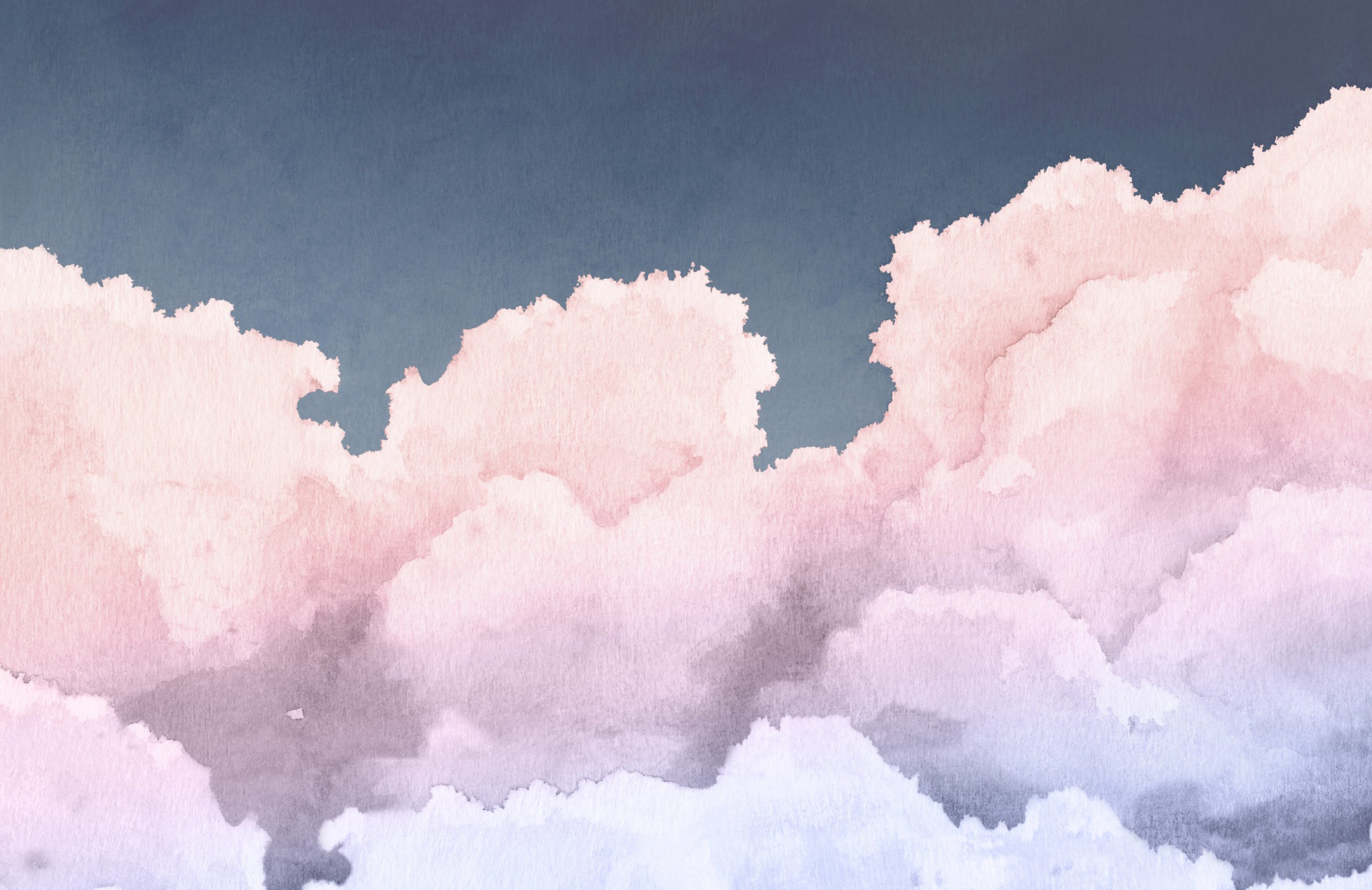 Pastel Pink & Blue Sunset & Clouds Wallpaper Mural