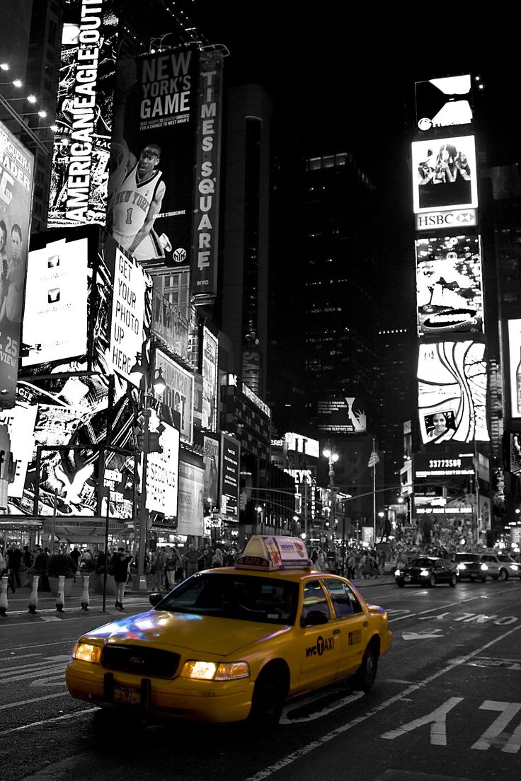HD wallpaper: New York, Time, Time Square, Black White, yellow cab, travel. New york wallpaper, Black and white picture wall, Yellow cabs
