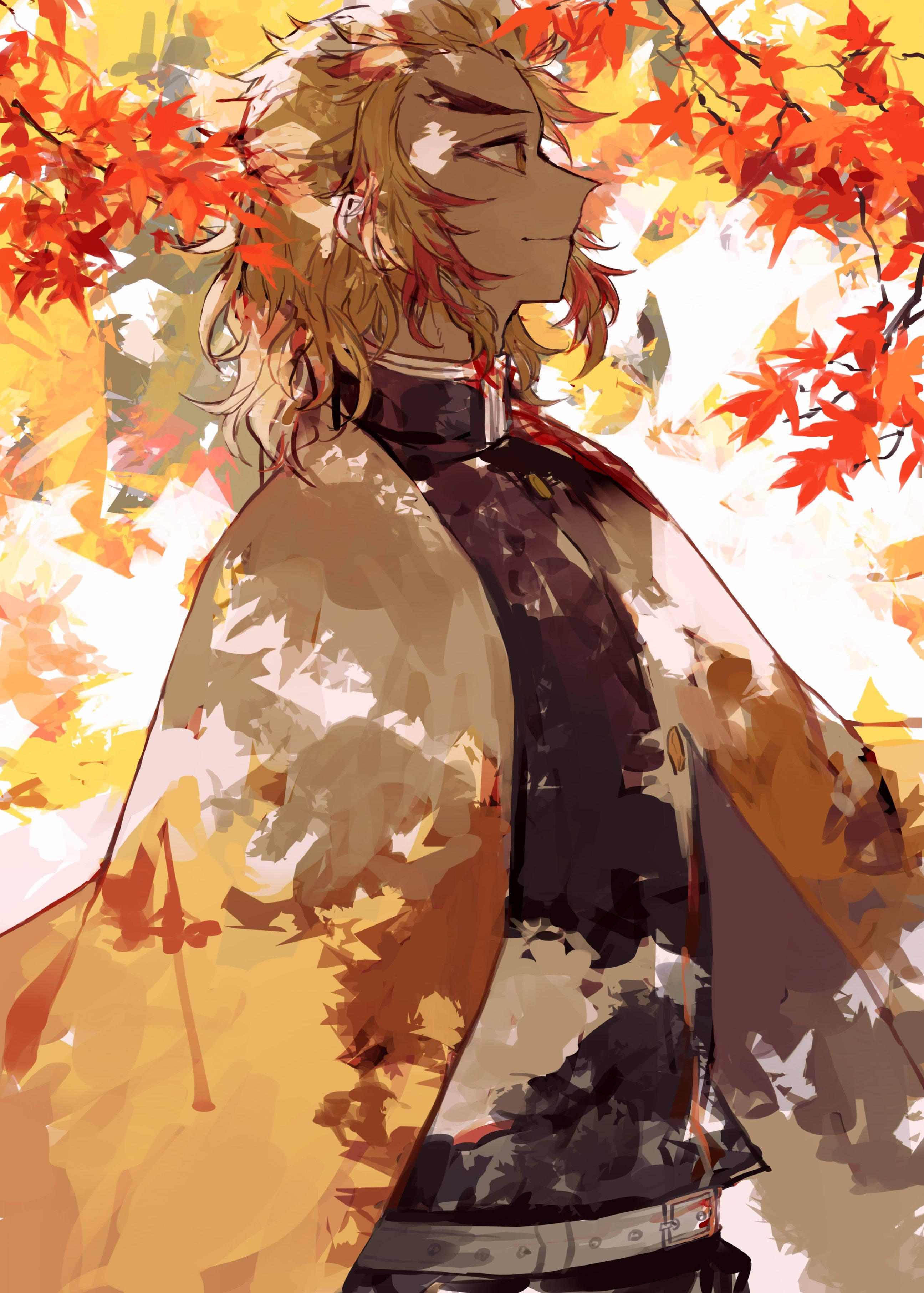 Download Kyojuro Rengoku In Fall Season Wallpaper