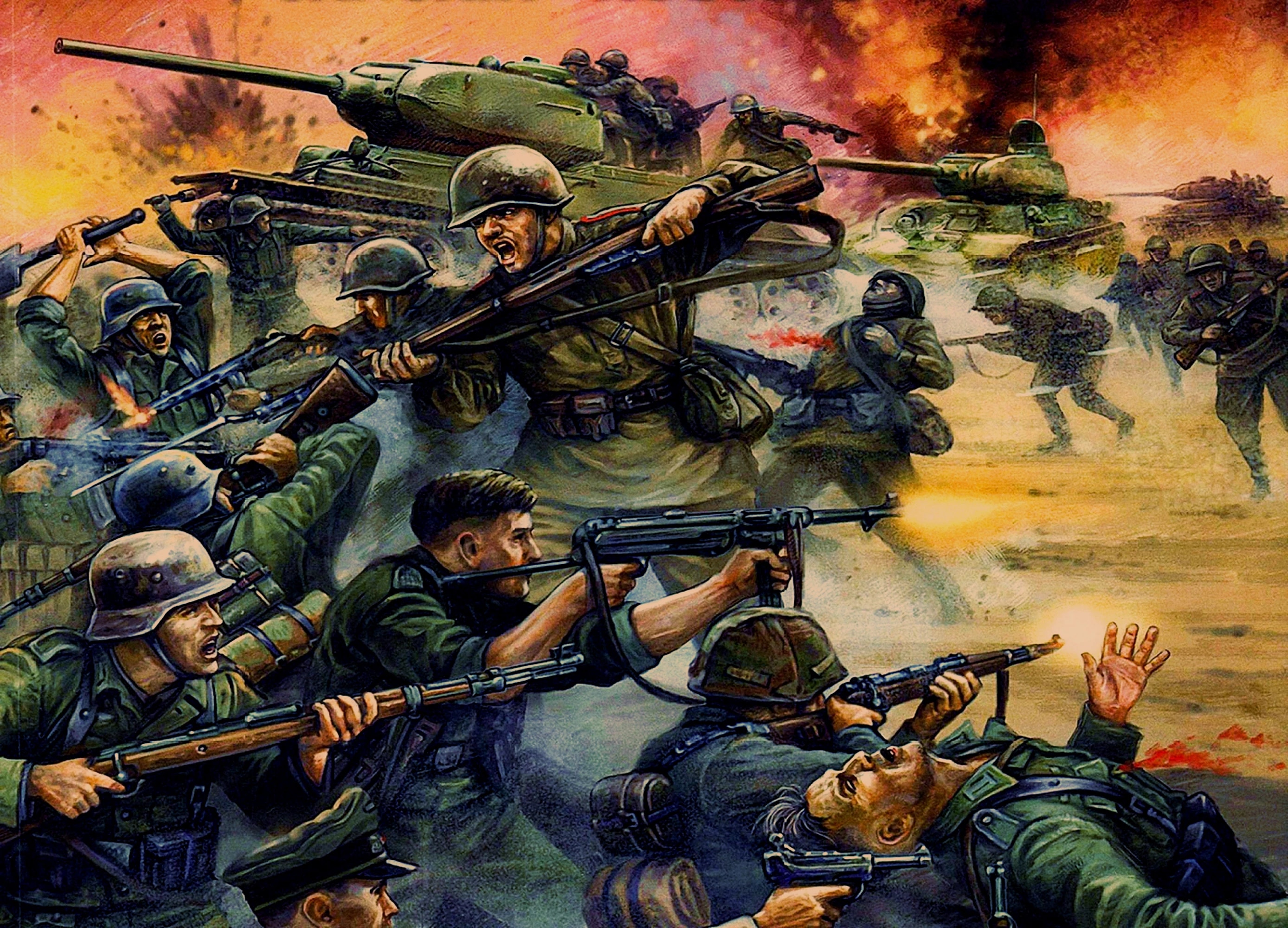 War Guns Tanks Combat Infantry Wallpaper Wall Decor WW II Wehrmacht Military Art Poster Vintage Print Painting Wall Sticker B2. Wall Stickers