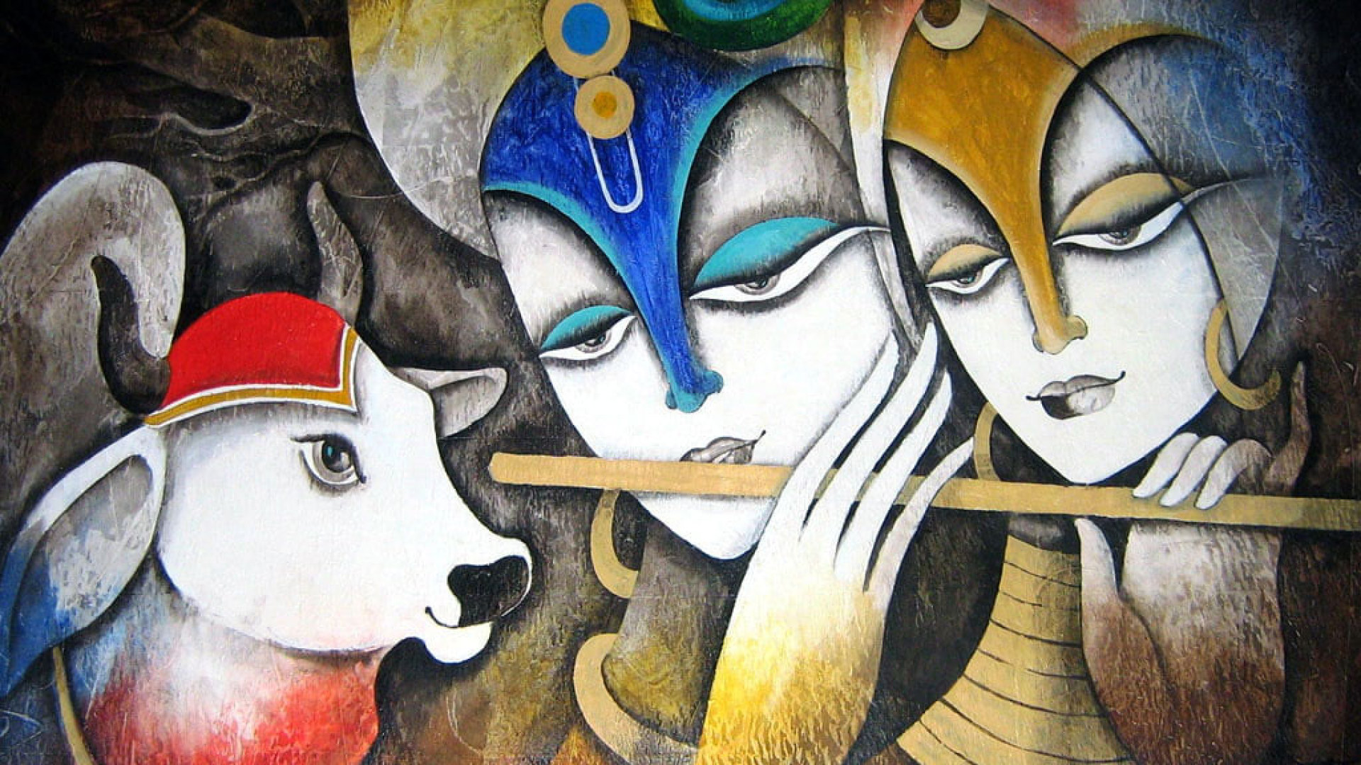 Radha With Krishna Glass Painting Wallpaper, Krishna And Radha Painting • Wallpaper For You