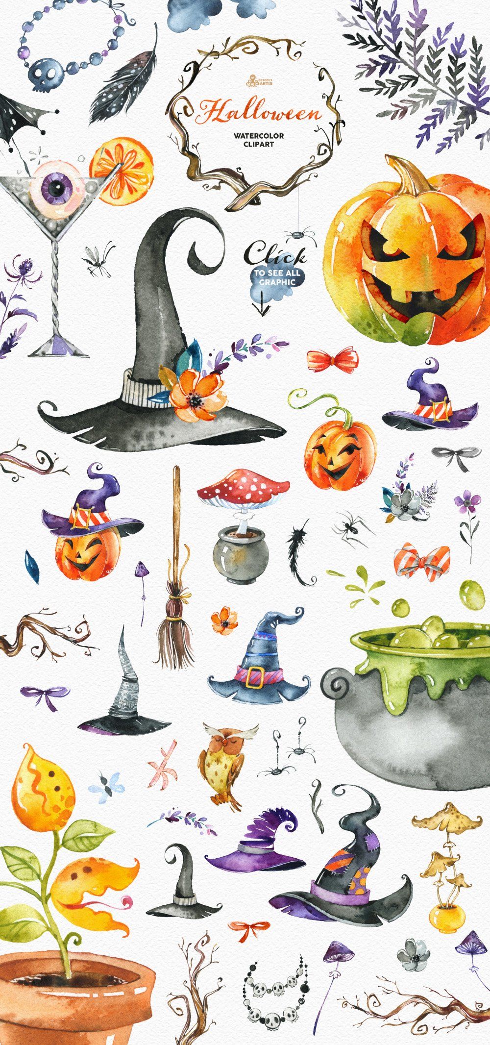 Halloween. Watercolor Collection. Halloween illustration, Halloween art, Halloween drawings